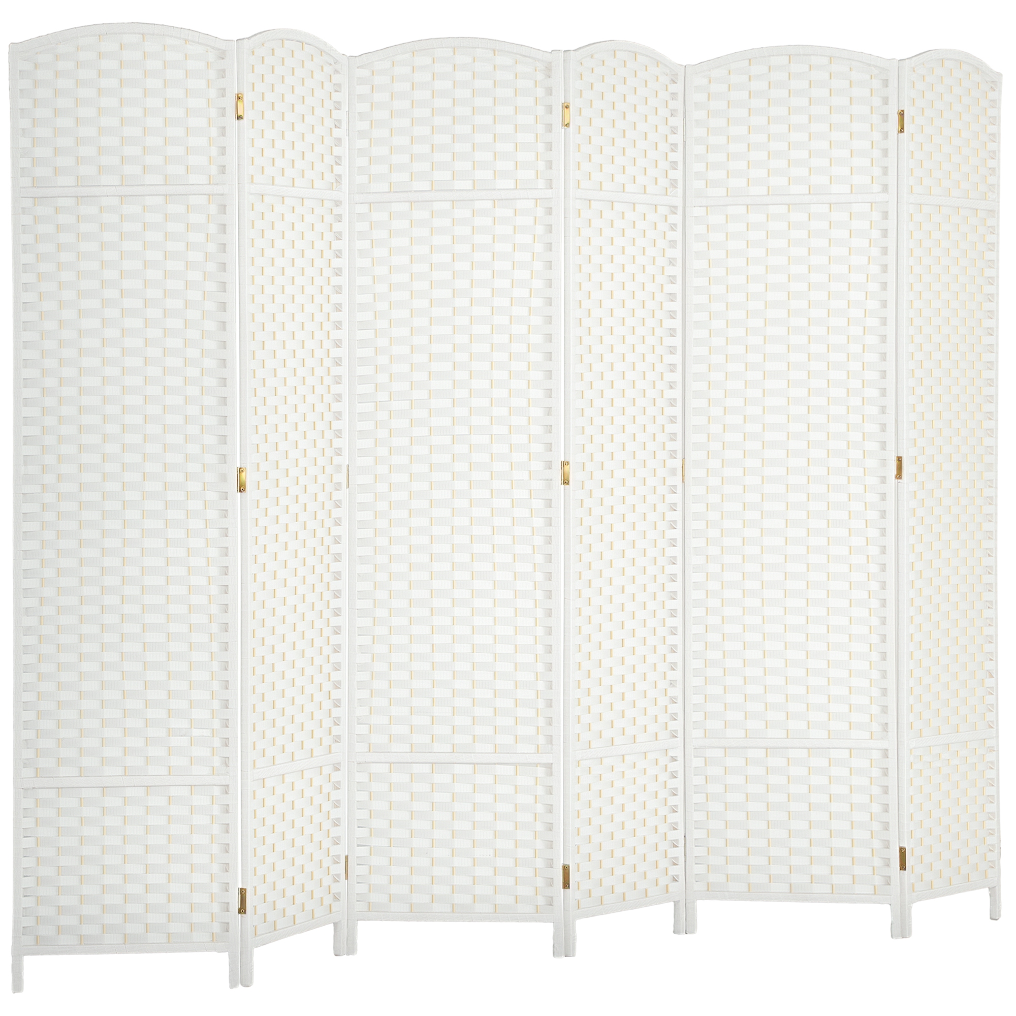 Folding Room Divider Screen 6 Panel 5.6 ' Tall Privacy Screen Freestanding Room Partition for Home Office, White (Drop Shipping Only, Not for Amazon)