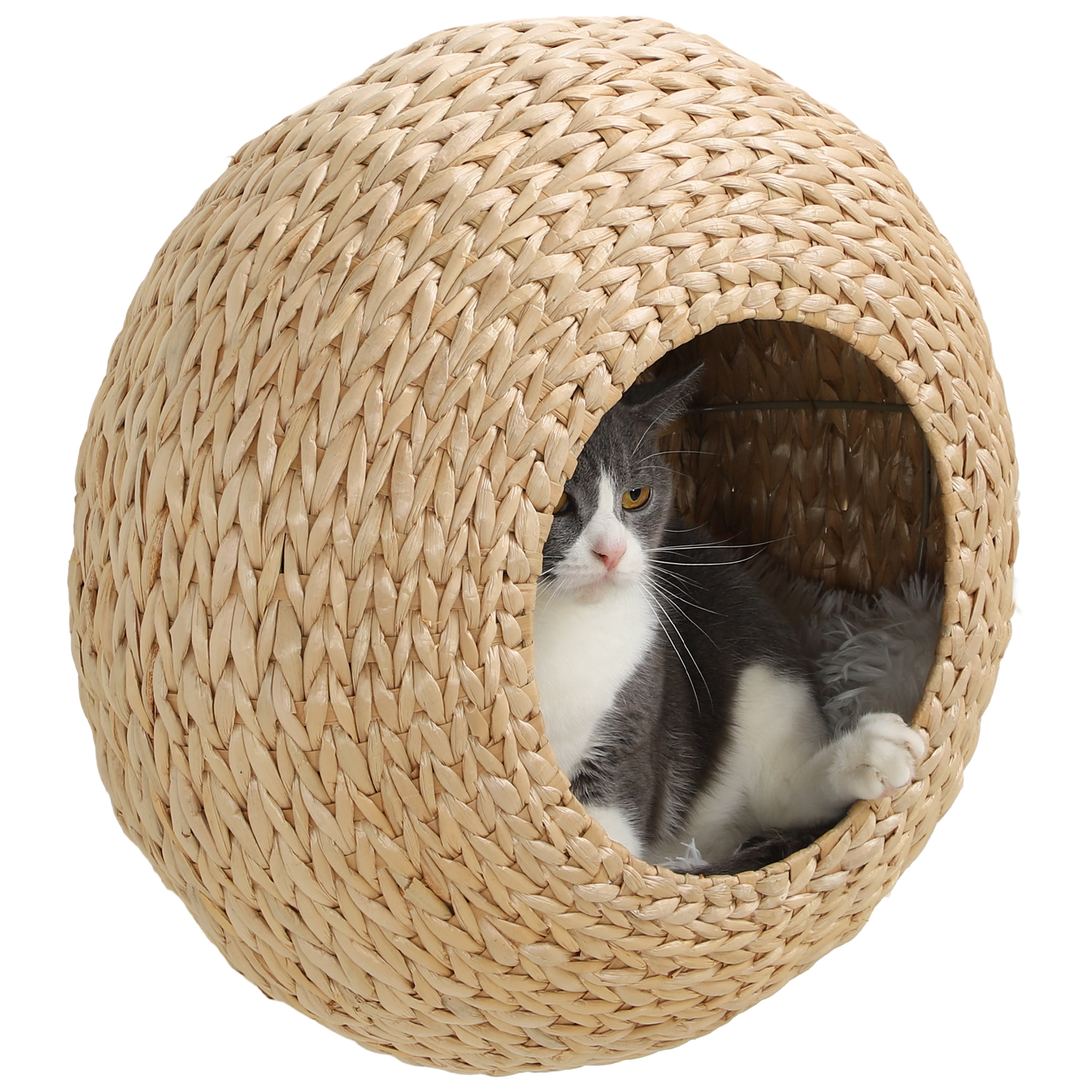 Wall Mounted Cat Condo with Washable Cushion, Natural Wood (Drop Shipping Only, Not for Amazon)