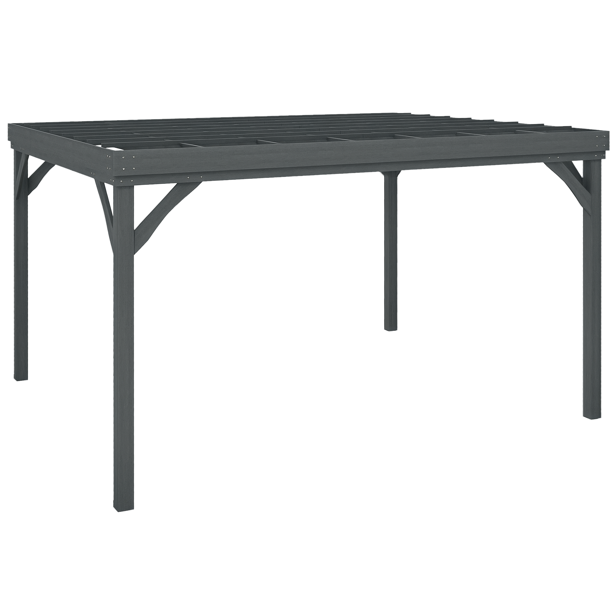 10' x 12' Outdoor Wooden Pergola, Grape Vine Gazebo with Concrete Anchors for Garden, Patio, Backyard, Deck, Gray (Drop Shipping Only, Not for Amazon)