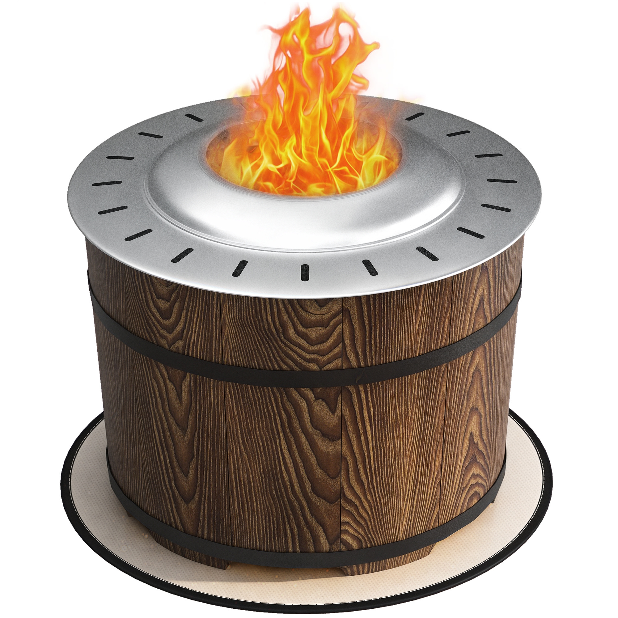 Smokeless Fire Pit, Portable Camping Bonfire Stove with Mat for Backyard, Patio, Picnic, Magnesium Oxide, Brown (Drop Shipping Only, Not for Amazon)
