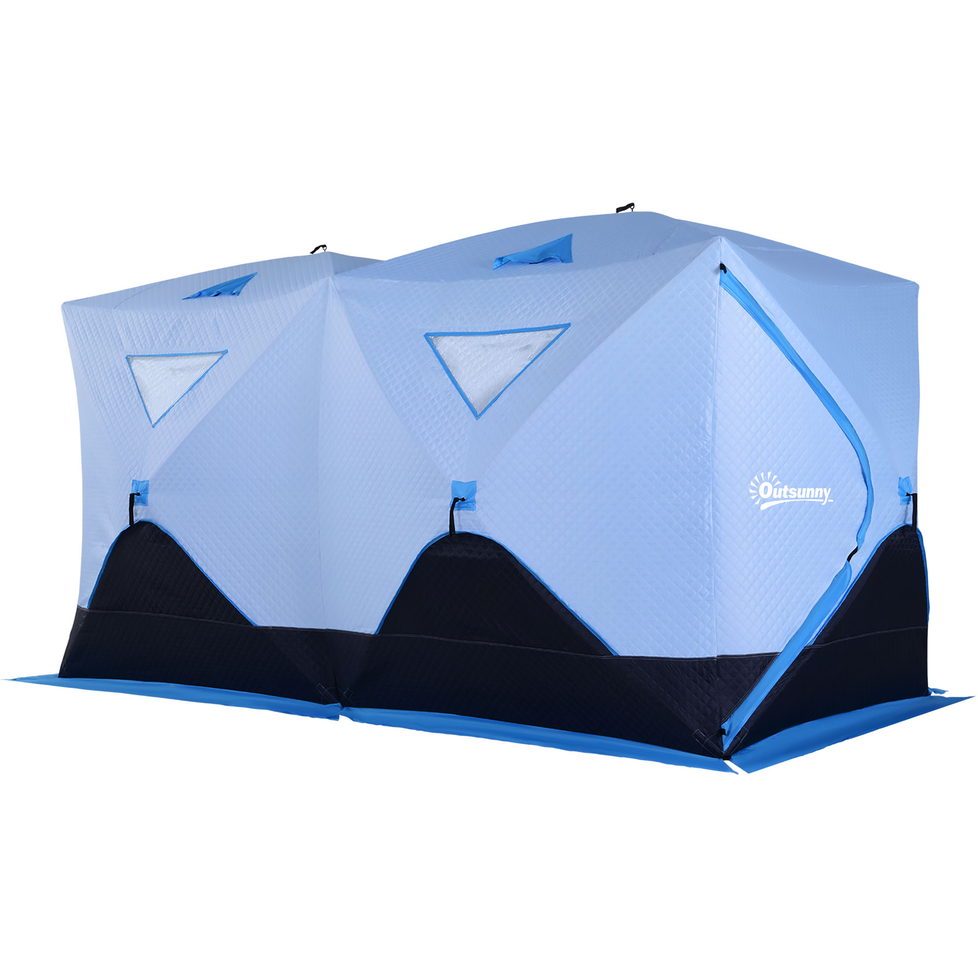 5-8 Person Ice Fishing Shelter, Pop-up Ice Fishing Tent, Ice Shanty, Portable and Insulated, with 2 Doors and Carrying Bag, Light Blue (Drop Shipping Only, Not for Amazon)