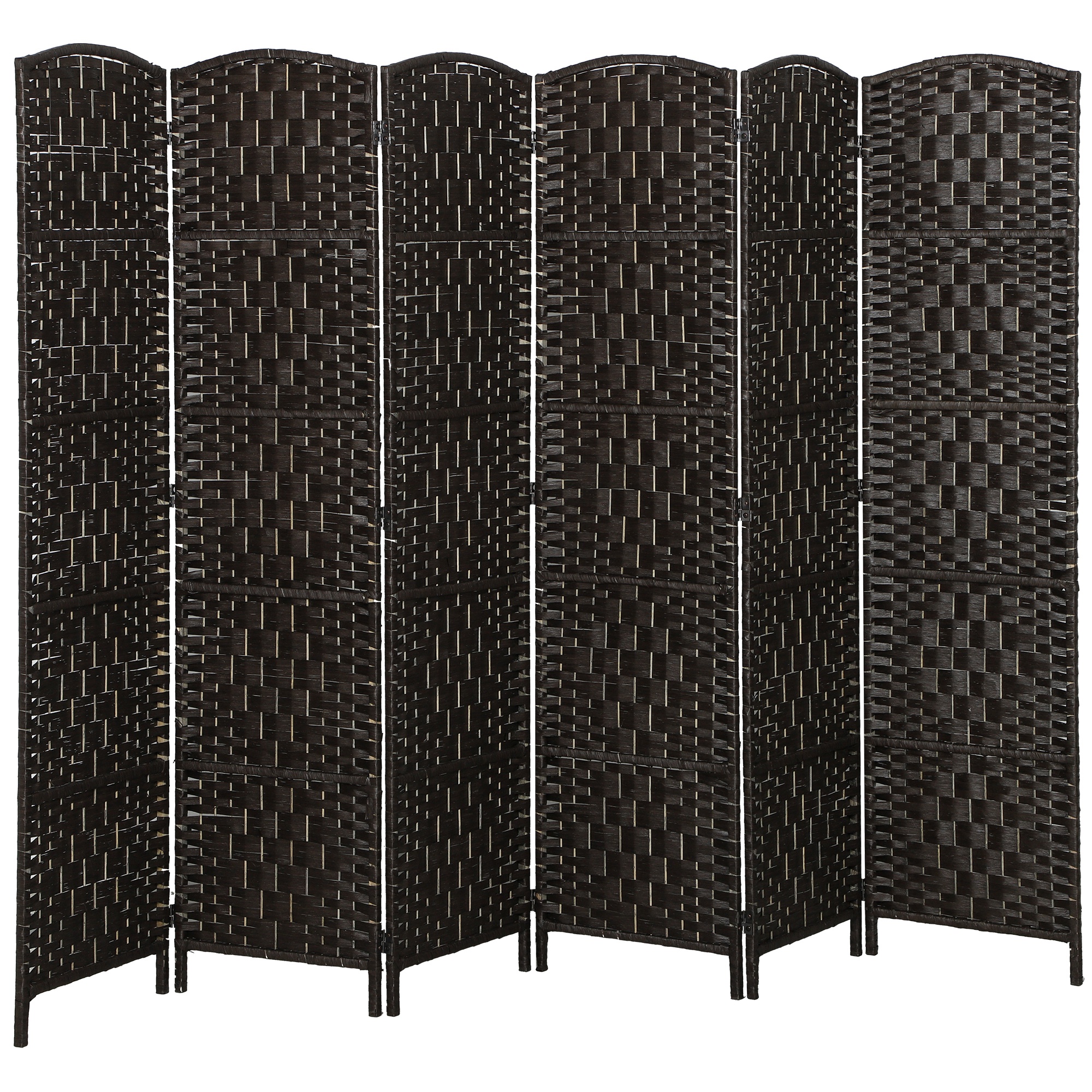 Room Divider, 6 Panel Folding Privacy Screen, 6FT Tall Portable Weave Partition Wall Divider for Bedroom, Coffee (Drop Shipping Only, Not for Amazon)