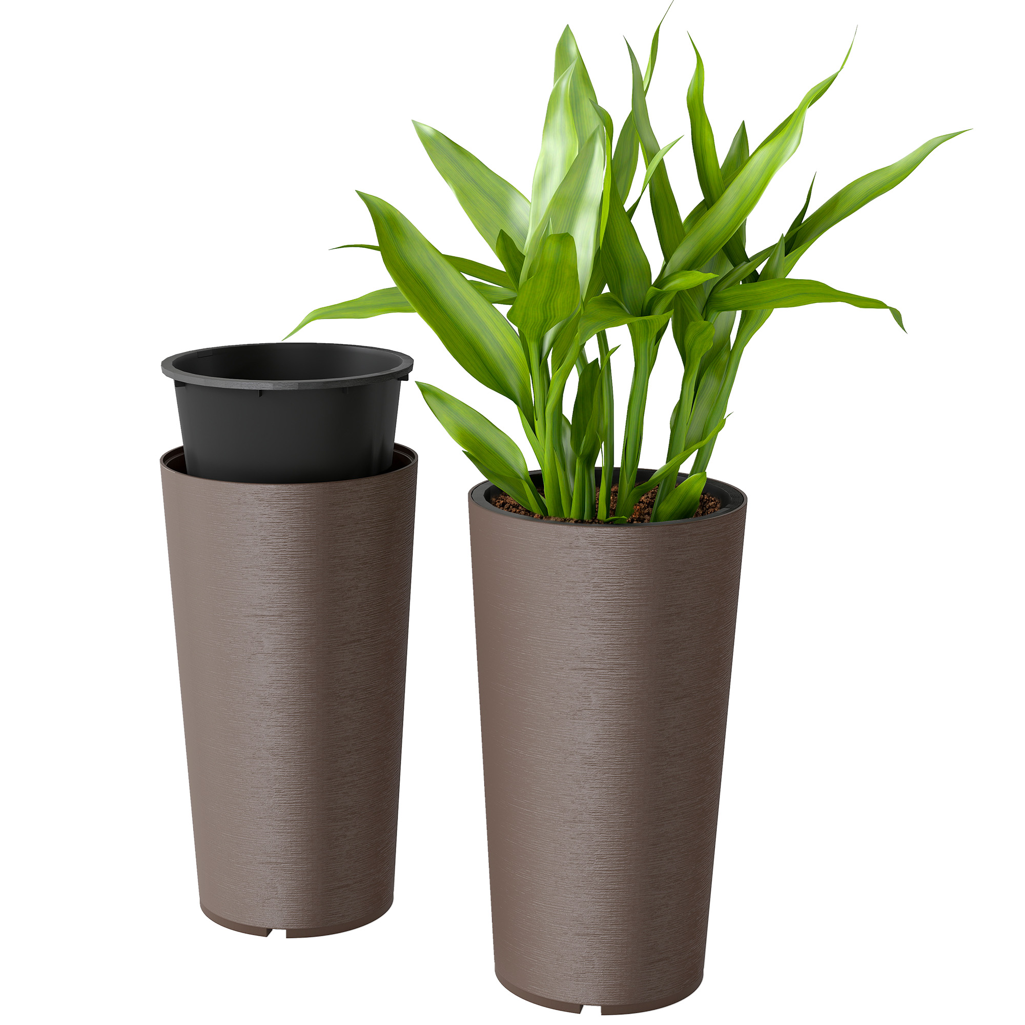 29 Inch Outdoor Planter, Set of 2 Plastic Flower Pots, Weather and UV Resistant Stackable Large Planters, Black (Drop Shipping Only, Not for Amazon)