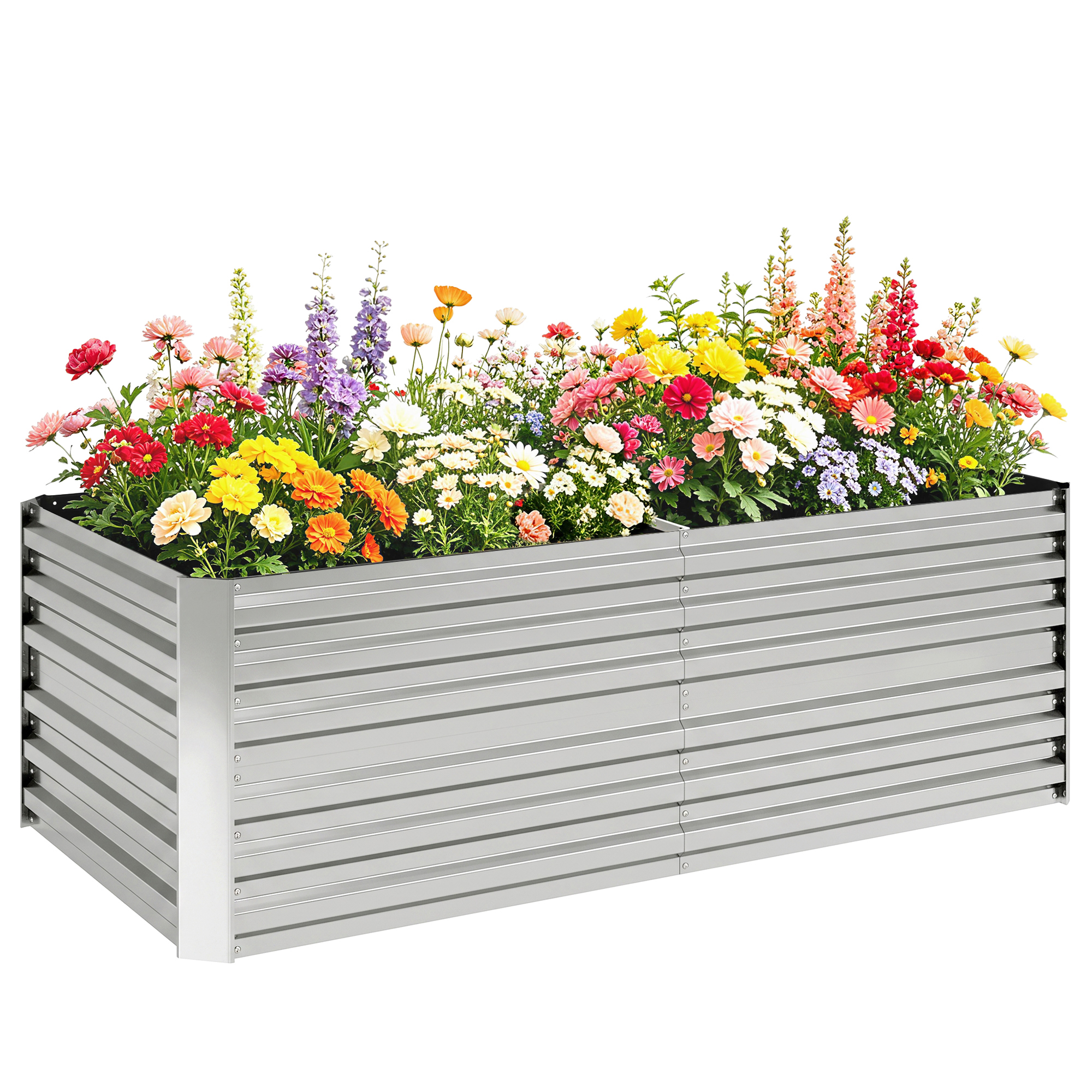 Galvanized Raised Garden Bed, Steel Outdoor Planters with Reinforced Rods, 71