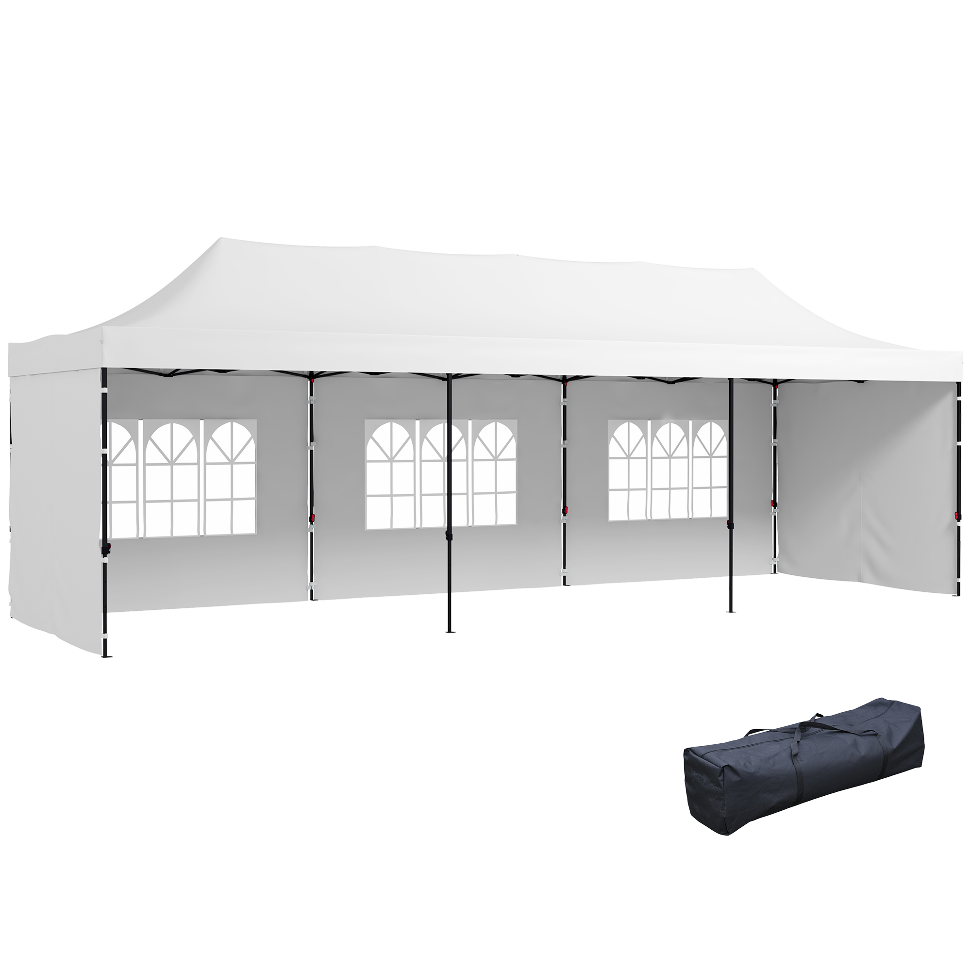 9.5' x 28' Pop Up Canopy Tent, Instant Tent for Parties, Height Adjustable, with Carry Bag and Sand Bags (Drop Shipping Only, Not for Amazon)