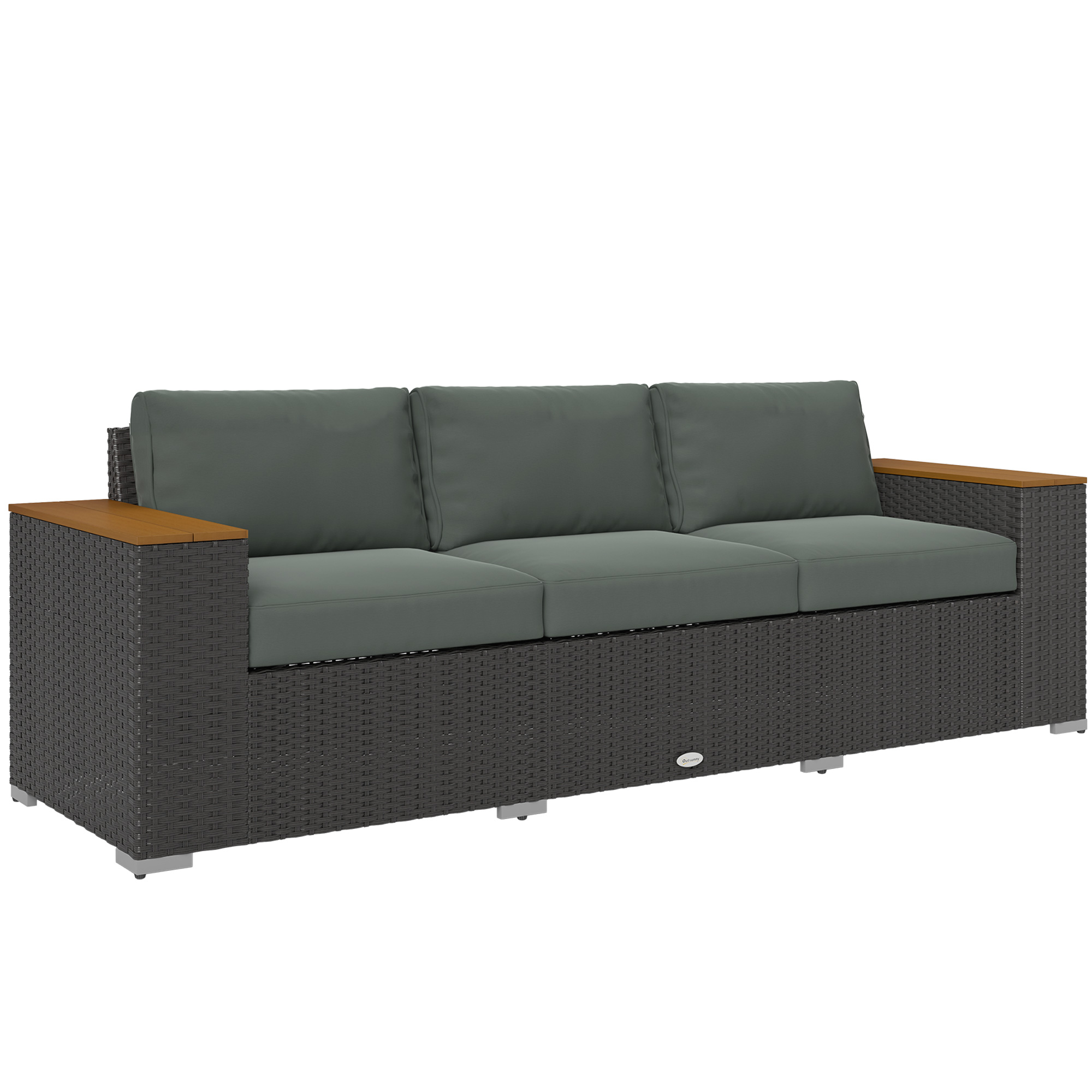 3-Seat Outdoor Patio Sofa, PE Wicker Outdoor Couch with Extra Wide Deep Seat, Wide Armrests 4