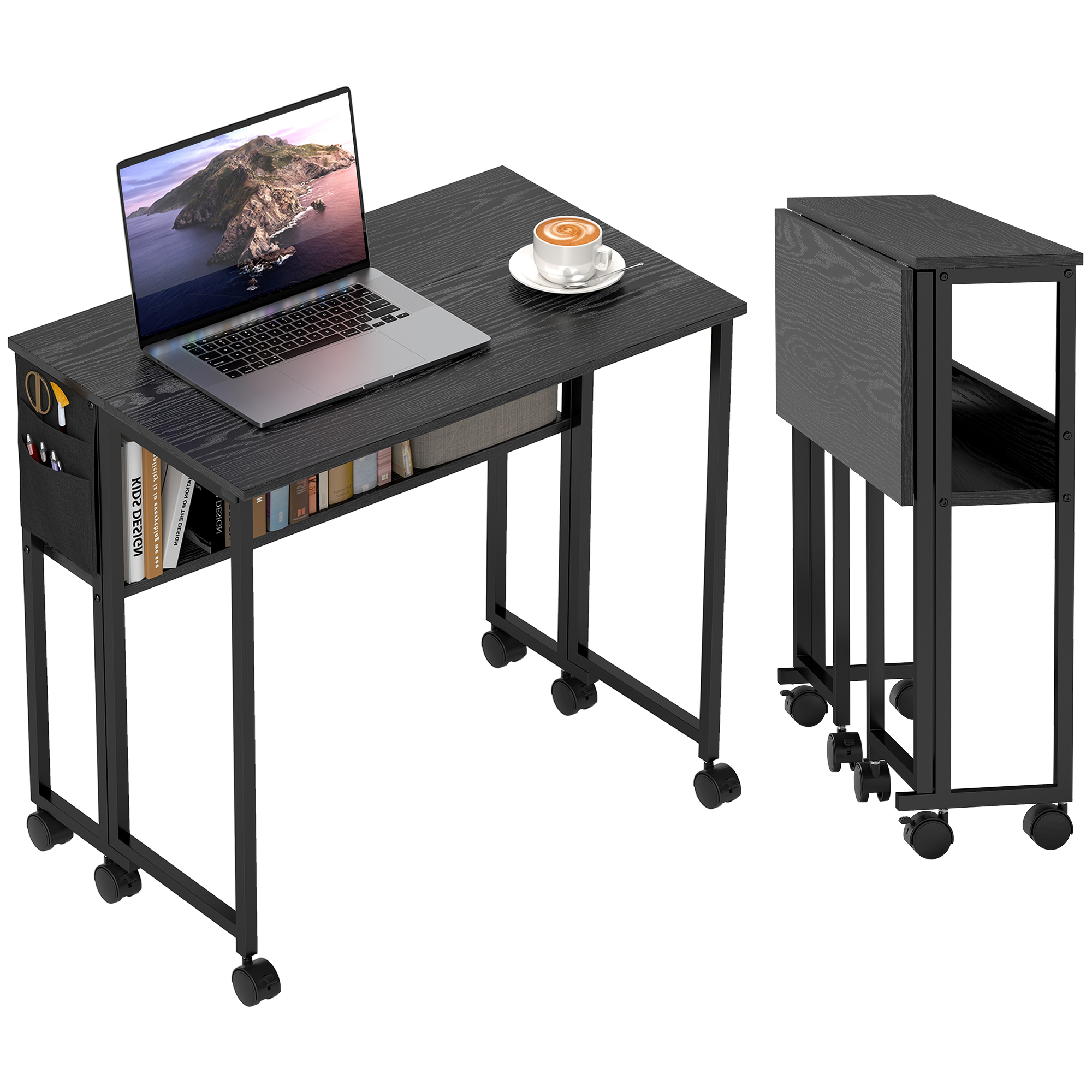 80 cm Drop Leaf Writing Work Desk - Black (Drop Shipping Only, Not for Amazon)