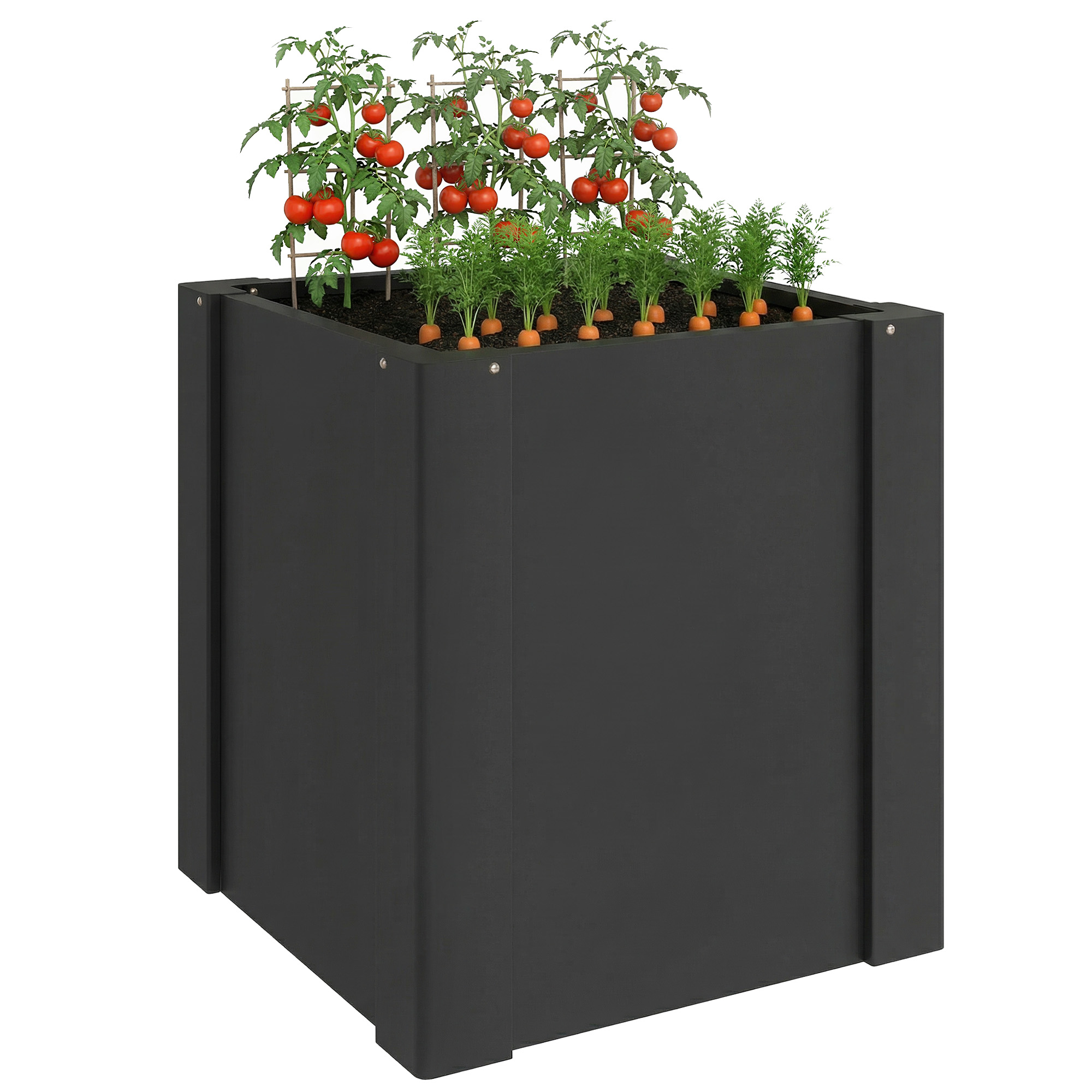 Raised Garden Bed Galvanized Planter Box Outdoor with Gloves for Gardening Vegetables, Flower, Herb, 1.4 x 1.4 x 1.5 ft, Gray (Drop Shipping Only, Not for Amazon)