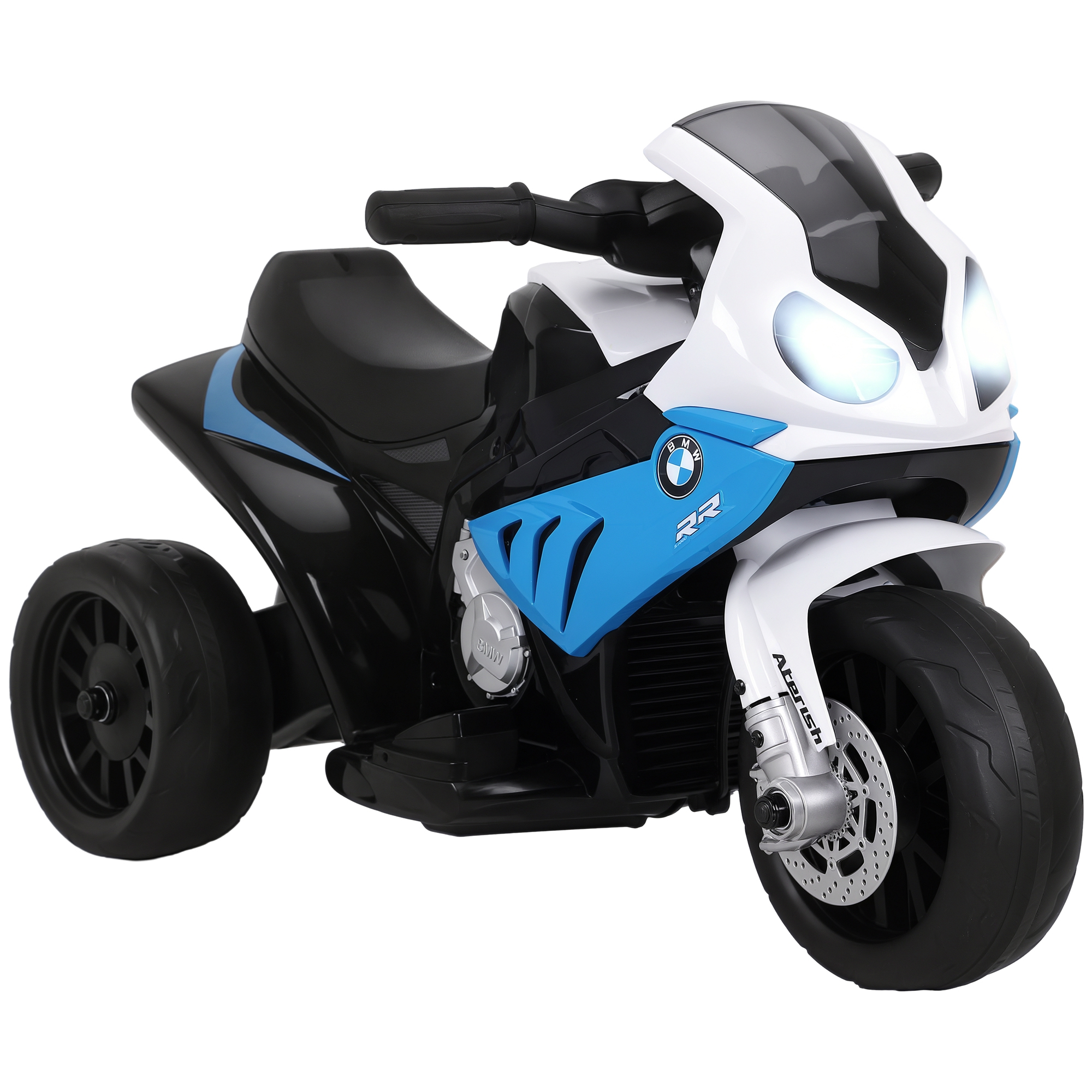 6V 3 Wheeled Electric Motorcycle, Kids Motorcycle Licensed BMW with Headlight, Music, Blue (Drop Shipping Only, Not for Amazon)
