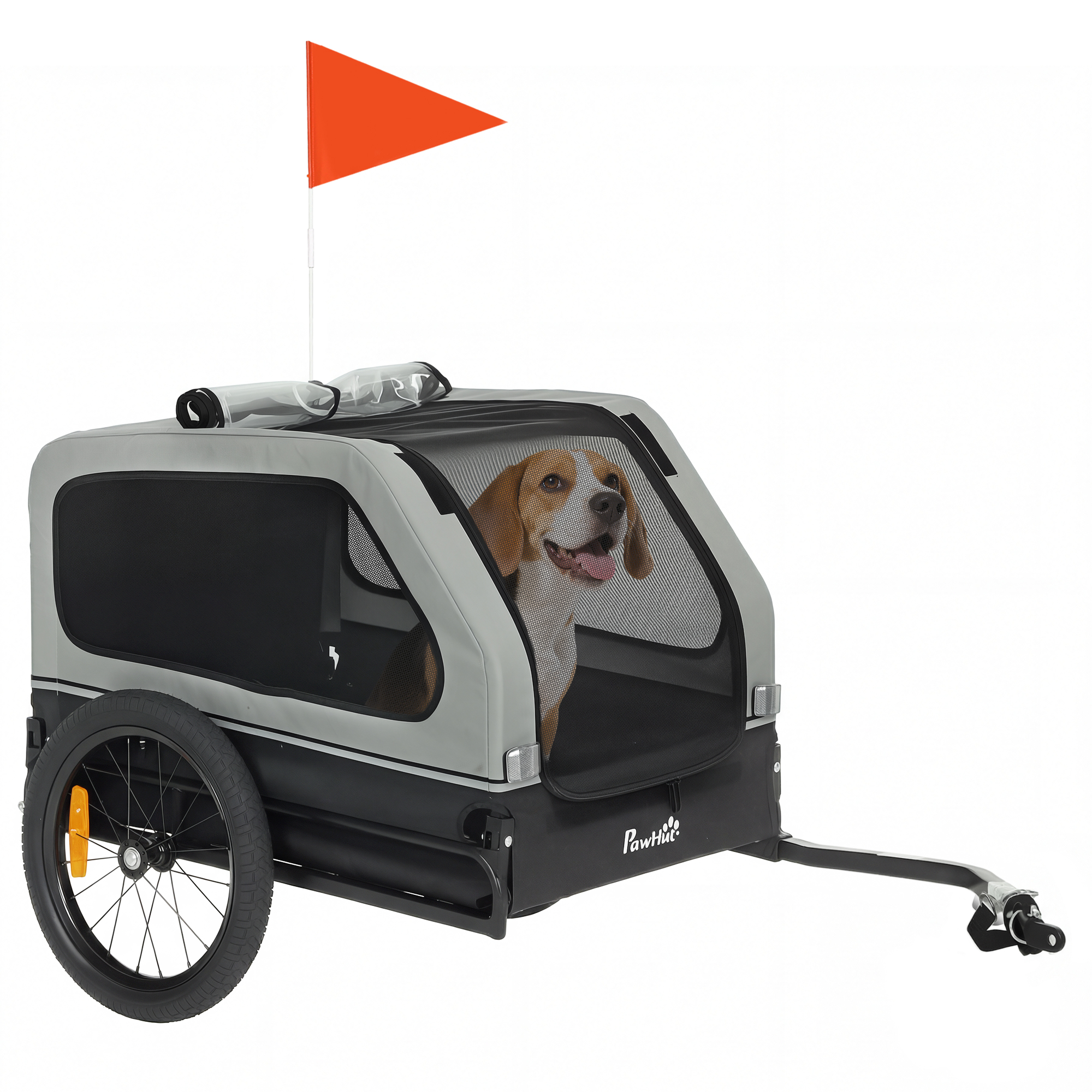 Dog Bike Trailer for Small & Medium Dogs, Universal Bicycle Coupler, Flip-Down Ramp Tailgate, Red (Drop Shipping Only, Not for Amazon)