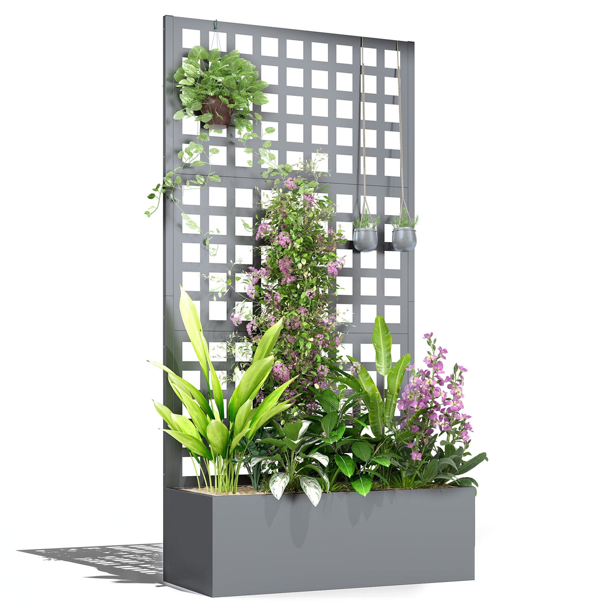 Galvanized Raised Garden Bed Planter Box with Trellis for Climbing Plants, Vegetable, Vines, 35