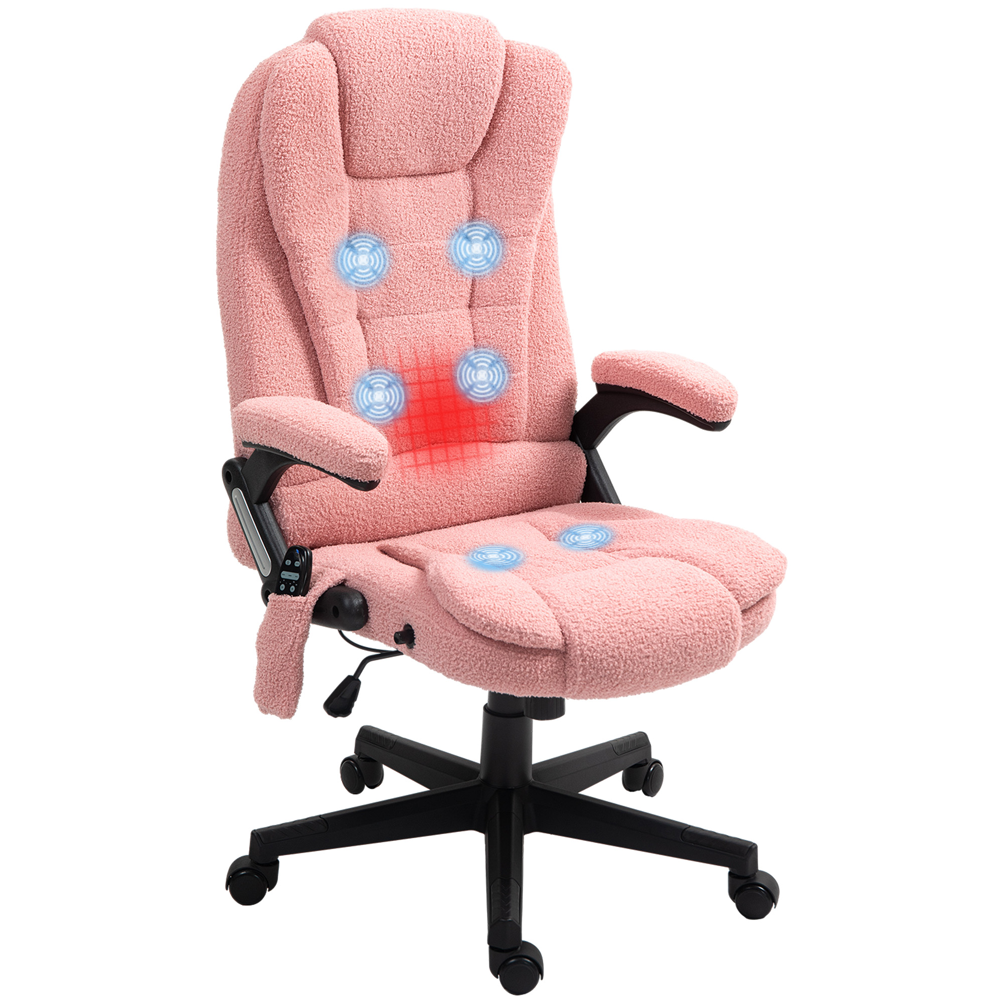 6 Point Executive Office Chair with Heat, Velvet High Back Vibrating Massage Office Chair, Black (Drop Shipping Only, Not for Amazon)