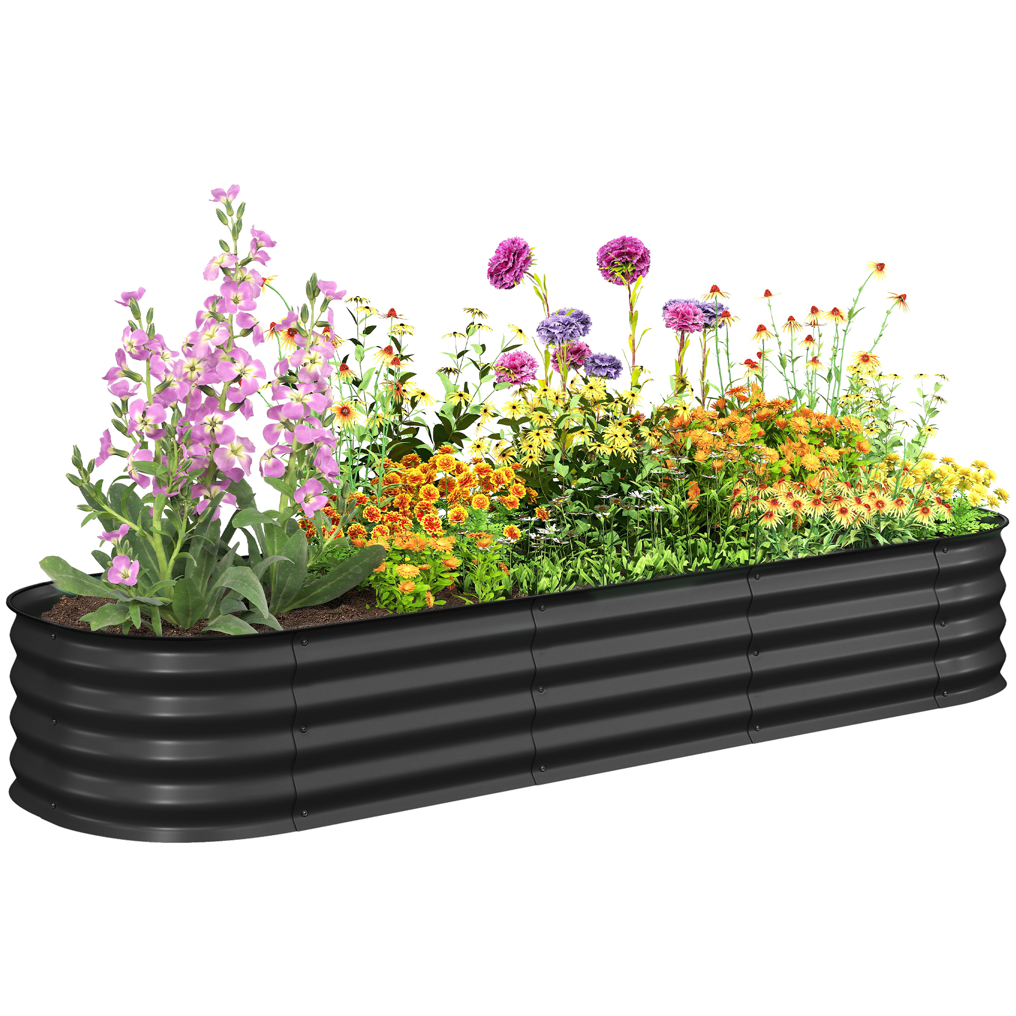 6.4' x 2' x 1' Galvanized Raised Garden Bed Kit, Metal Planter Box with Safety Edging, Green (Drop Shipping Only, Not for Amazon)