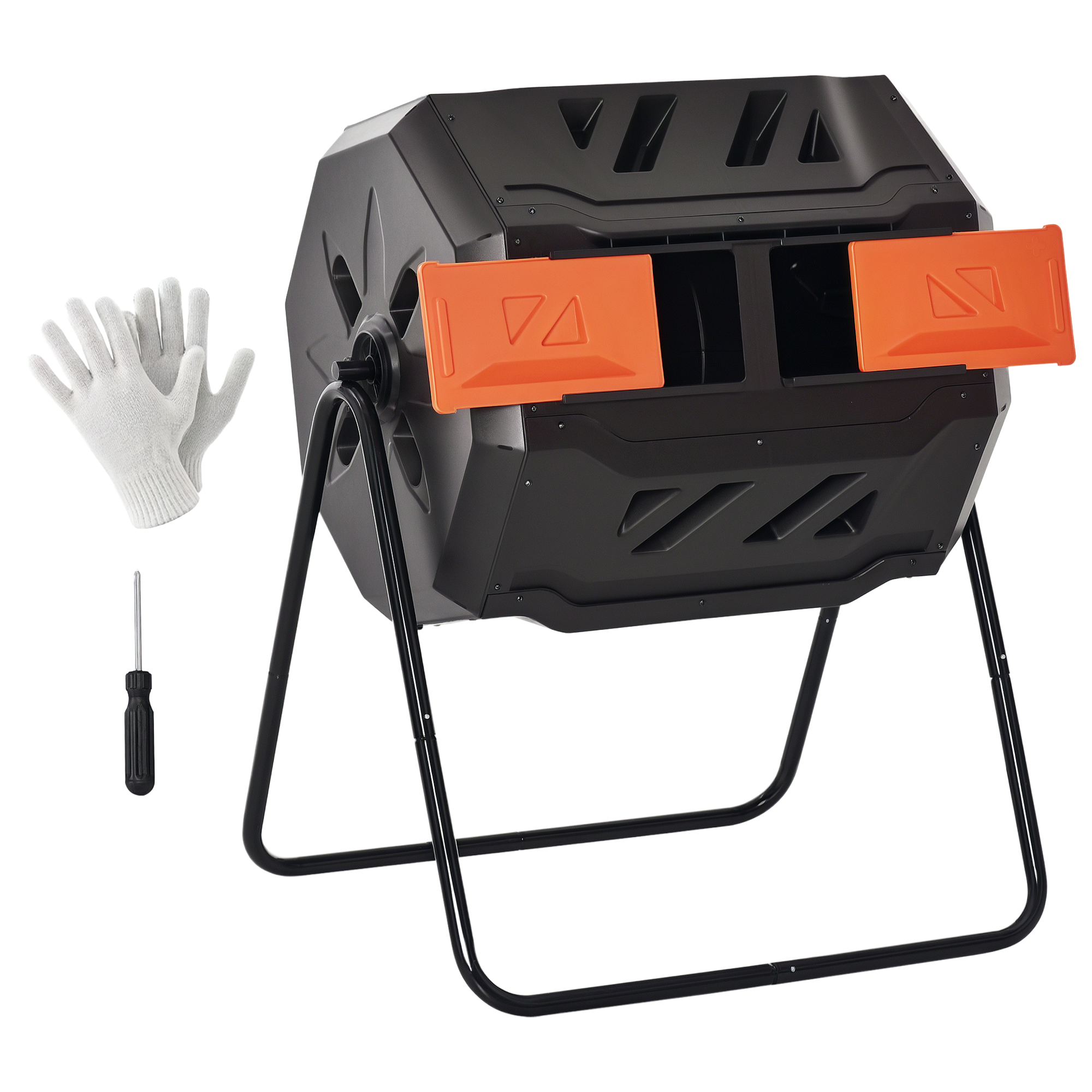 160L 360° Rotating Dual Chamber Composter - Orange (Drop Shipping Only, Not for Amazon)