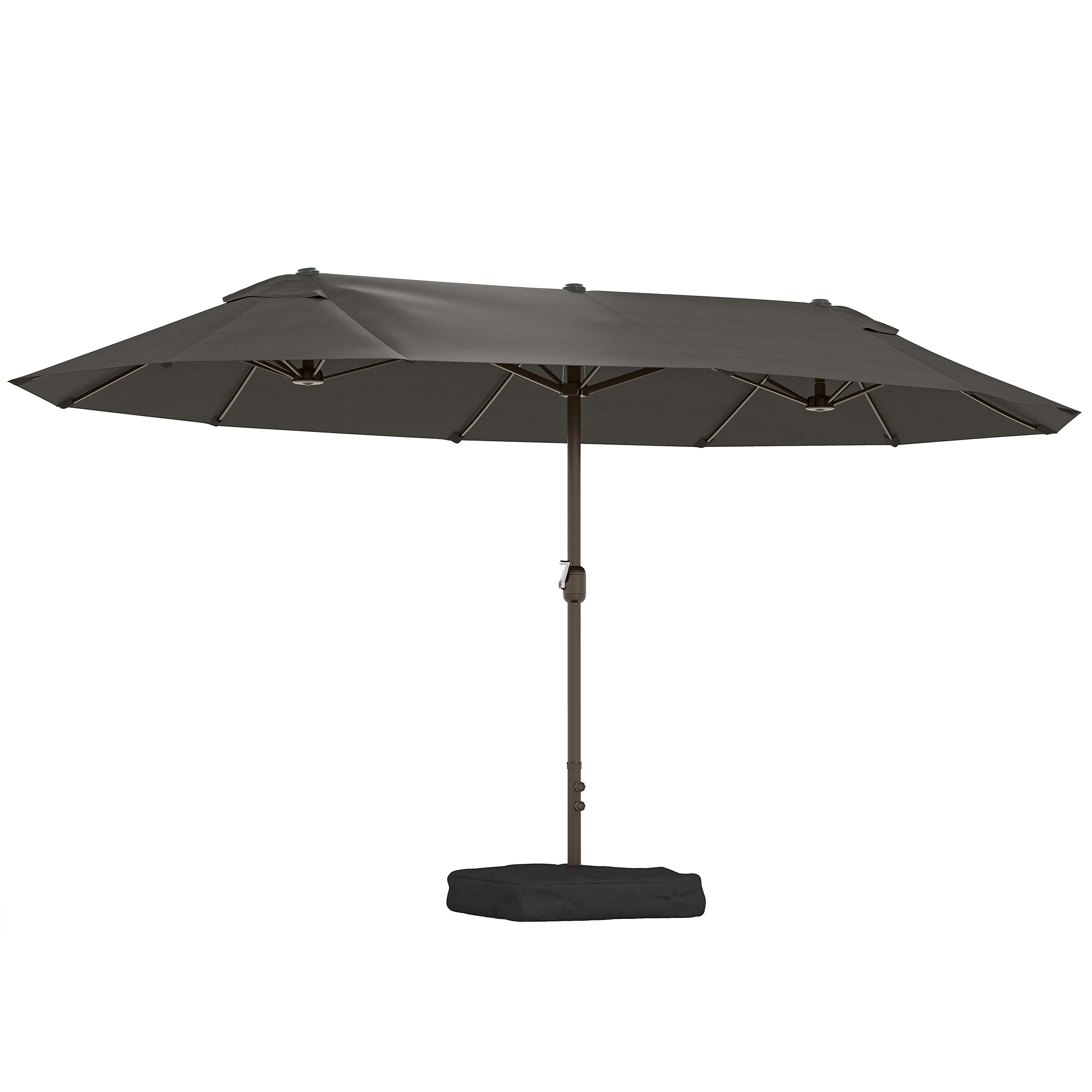 Patio Umbrella 15' Steel Rectangular Outdoor Double Sided Market with , Sun Protection & Easy Crank for Deck Pool Patio, Coffee (Drop Shipping Only, Not for Amazon)
