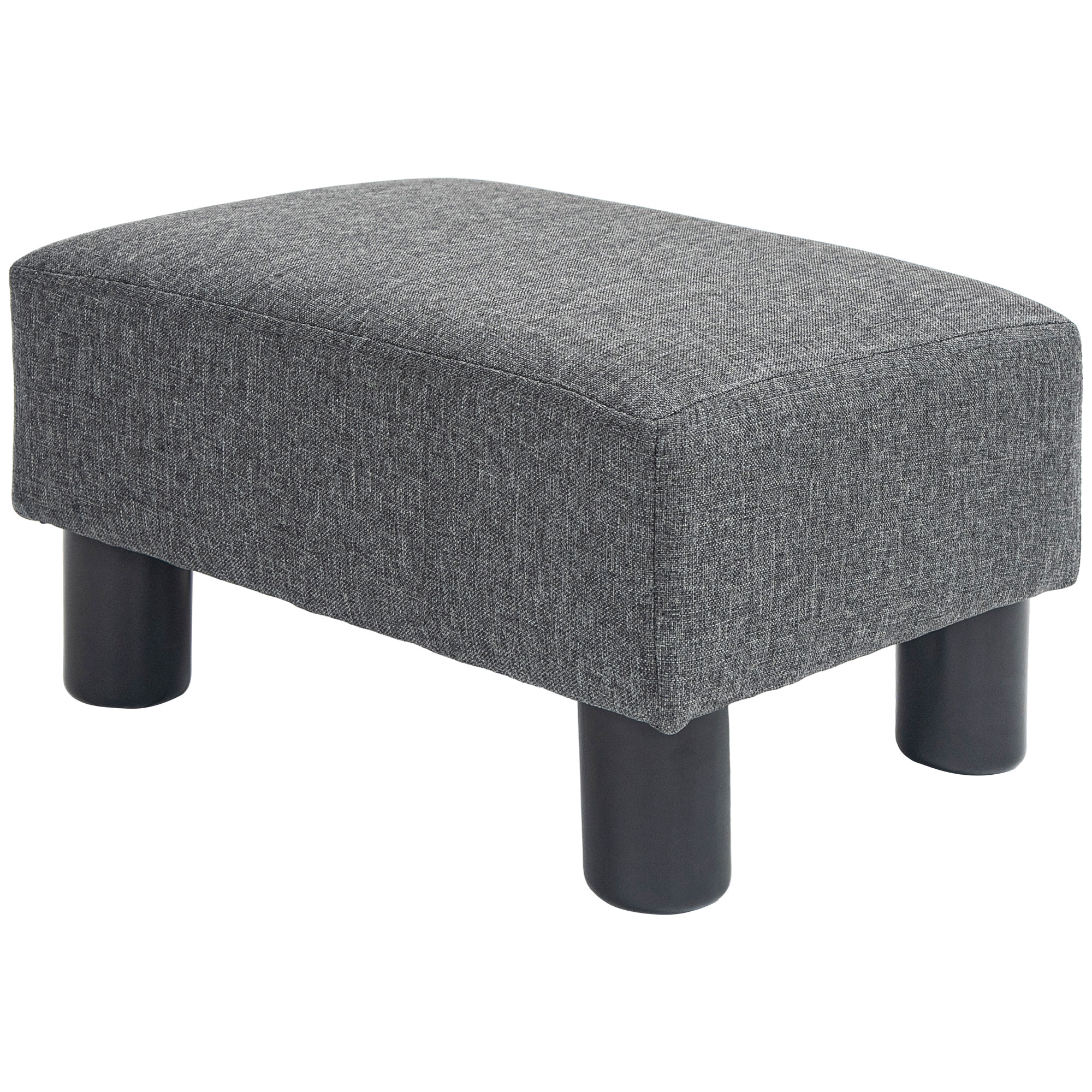 Small Ottoman Foot Rest, Foot Stool with Linen Fabric Upholstery and Plastic Legs, Cube Ottoman, Charcoal Gray (Drop Shipping Only, Not for Amazon)
