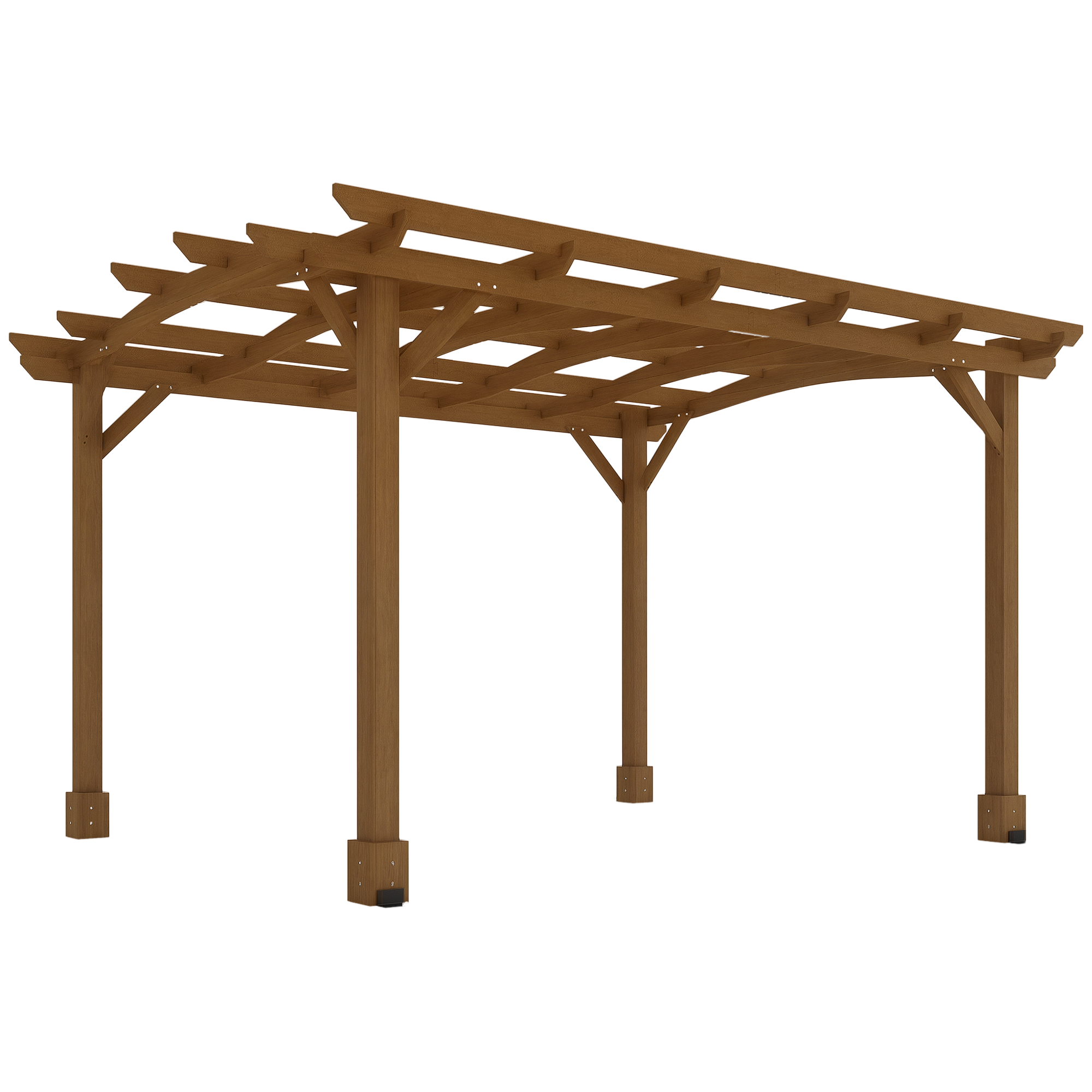 10' x 12' Wood Pergola, Outdoor Gazebo Grape Trellis with Arched Roof for Climbing Plant Support, Dark Brown (Drop Shipping Only, Not for Amazon)