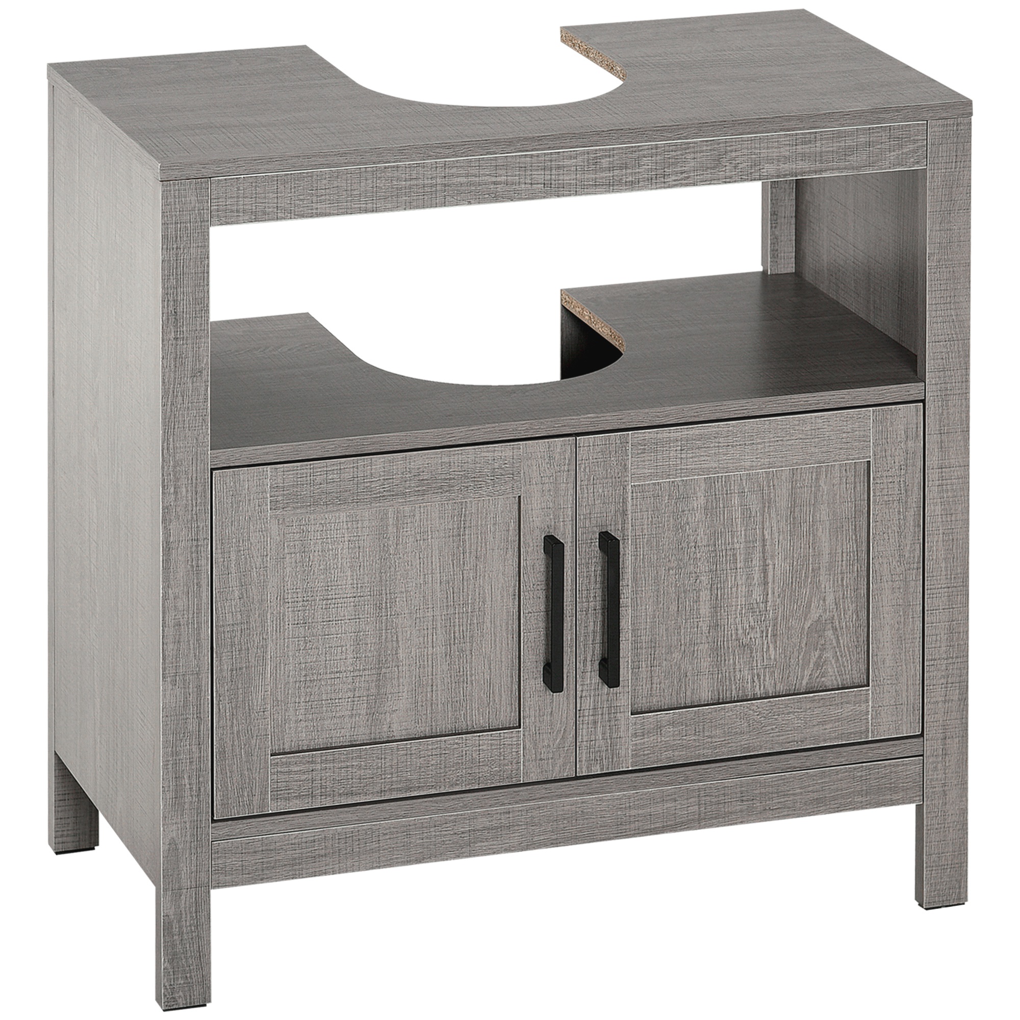 Pedestal Sink Storage Cabinet, Bathroom Under Sink Cabinet with 2 Doors and Open Shelf, Bathroom Vanity, Gray (Drop Shipping Only, Not for Amazon)