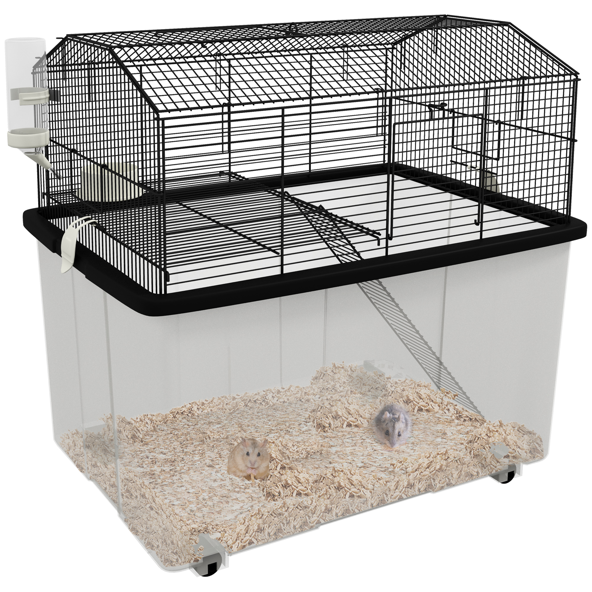 Two-Tier Gerbil Cage, Hamster Cage for Dwarf Hamster w/ Wheels, Deep Bottom, Food Dish, Water Bottle (Drop Shipping Only, Not for Amazon)