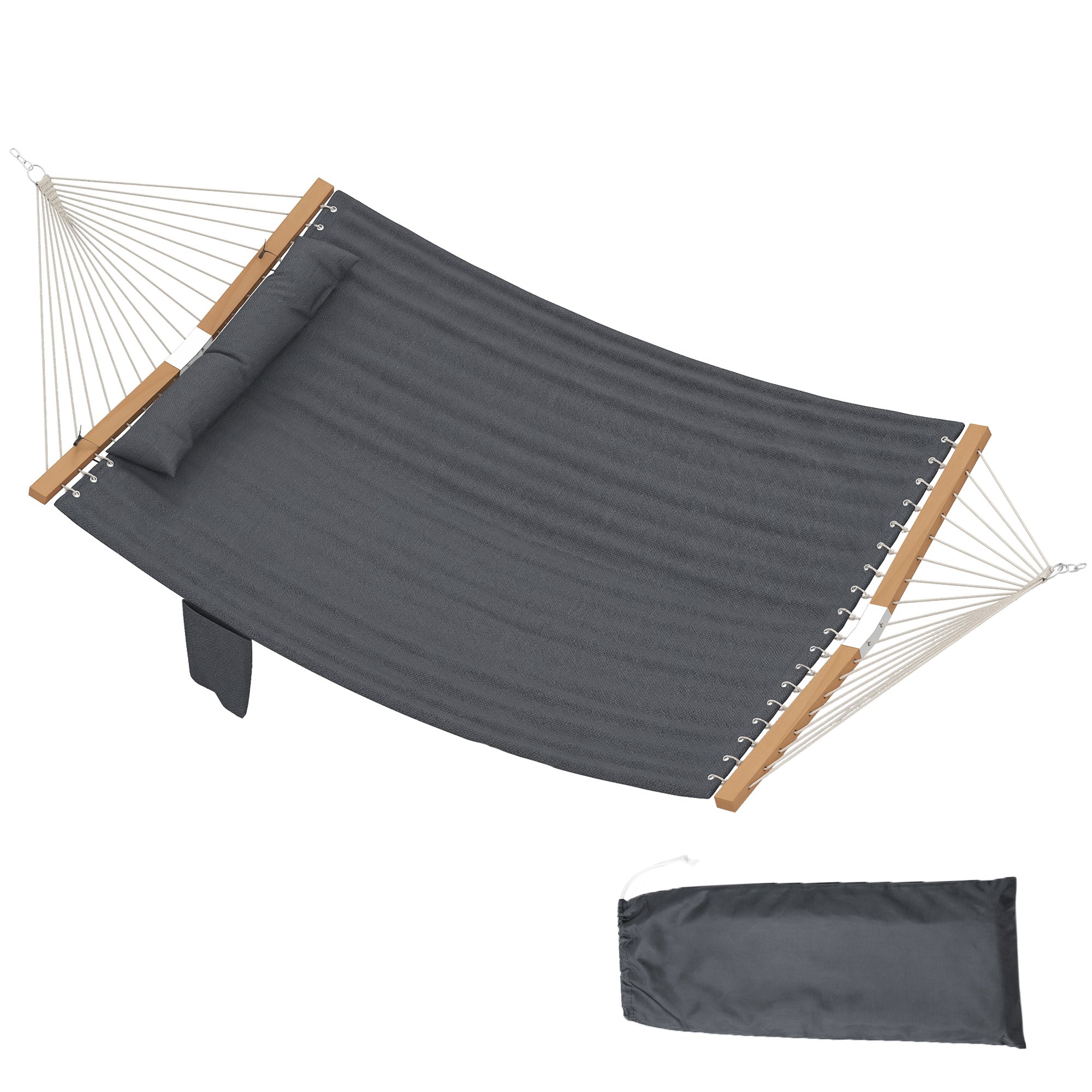 Double Hammock 2 Person Swing Bed with Spreader Bars, Pillows, Pad, 200 x 140cm, Cream White (Drop Shipping Only, Not for Amazon)