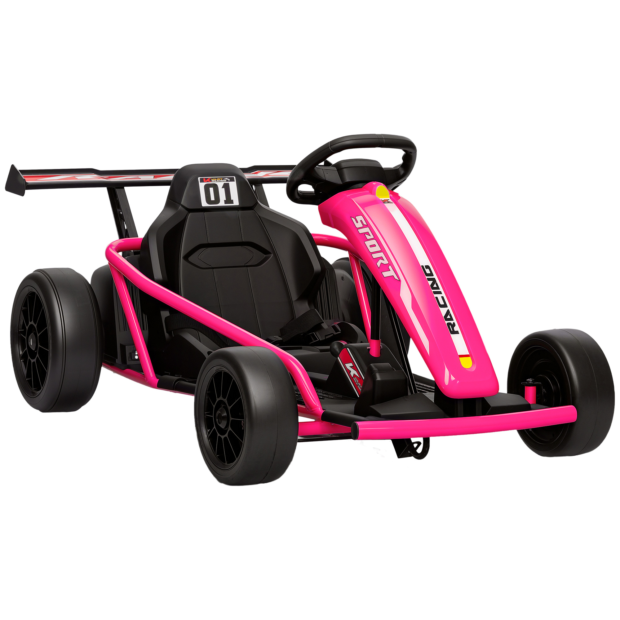 Qaba 24V 7AH Kids Electric Go Kart, 8.1 MPH Battery Powered Drift Kart with Dual Motors, Soft Start for 8-12 Years, Pink (Drop Shipping Only, Not for Amazon)