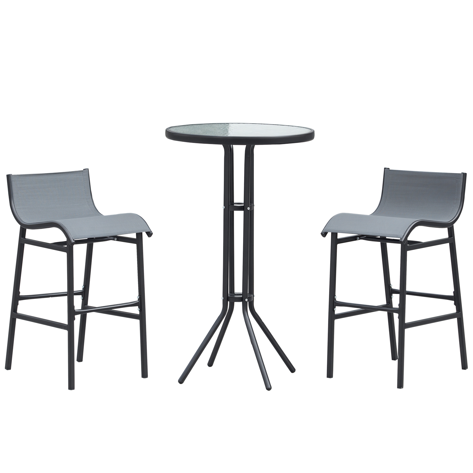 3 Piece Bar Height Outdoor Bistro Set for 2, Charcoal Gray (Drop Shipping Only, Not for Amazon)