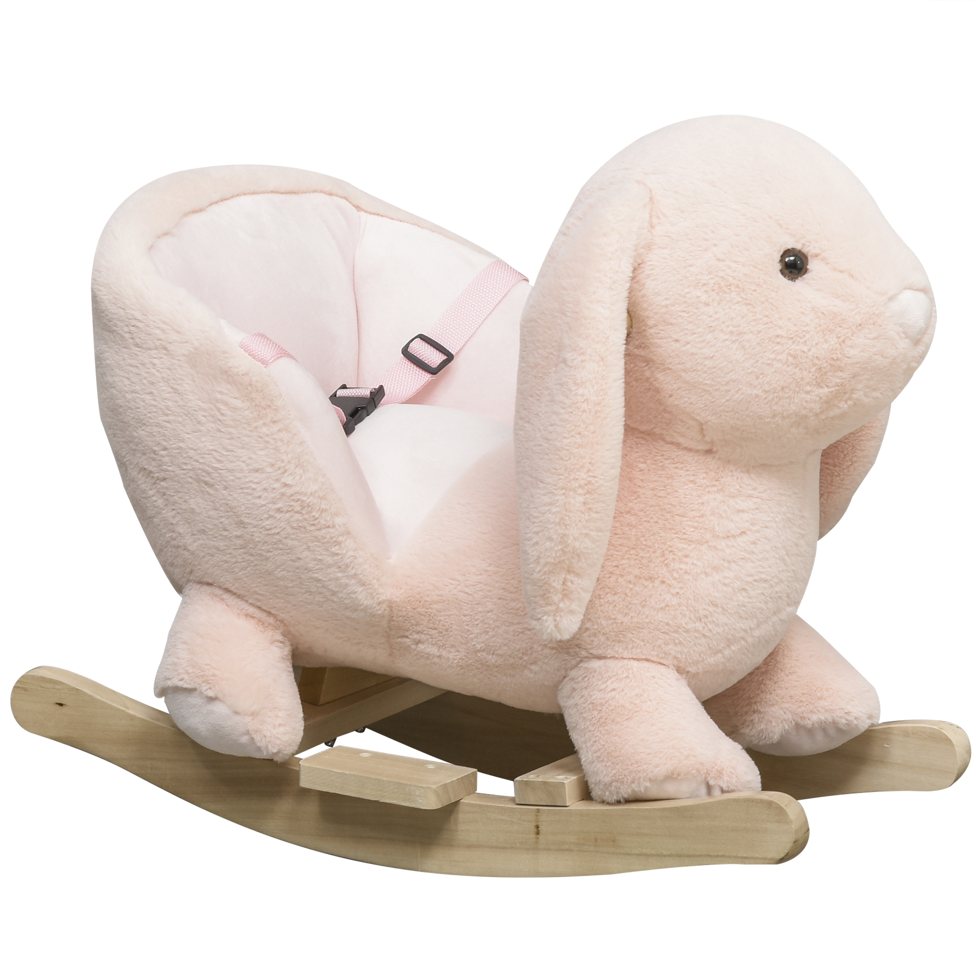 Qaba Rabbit Wooden Rocking Horse with Sound, Pink (Drop Shipping Only, Not for Amazon)