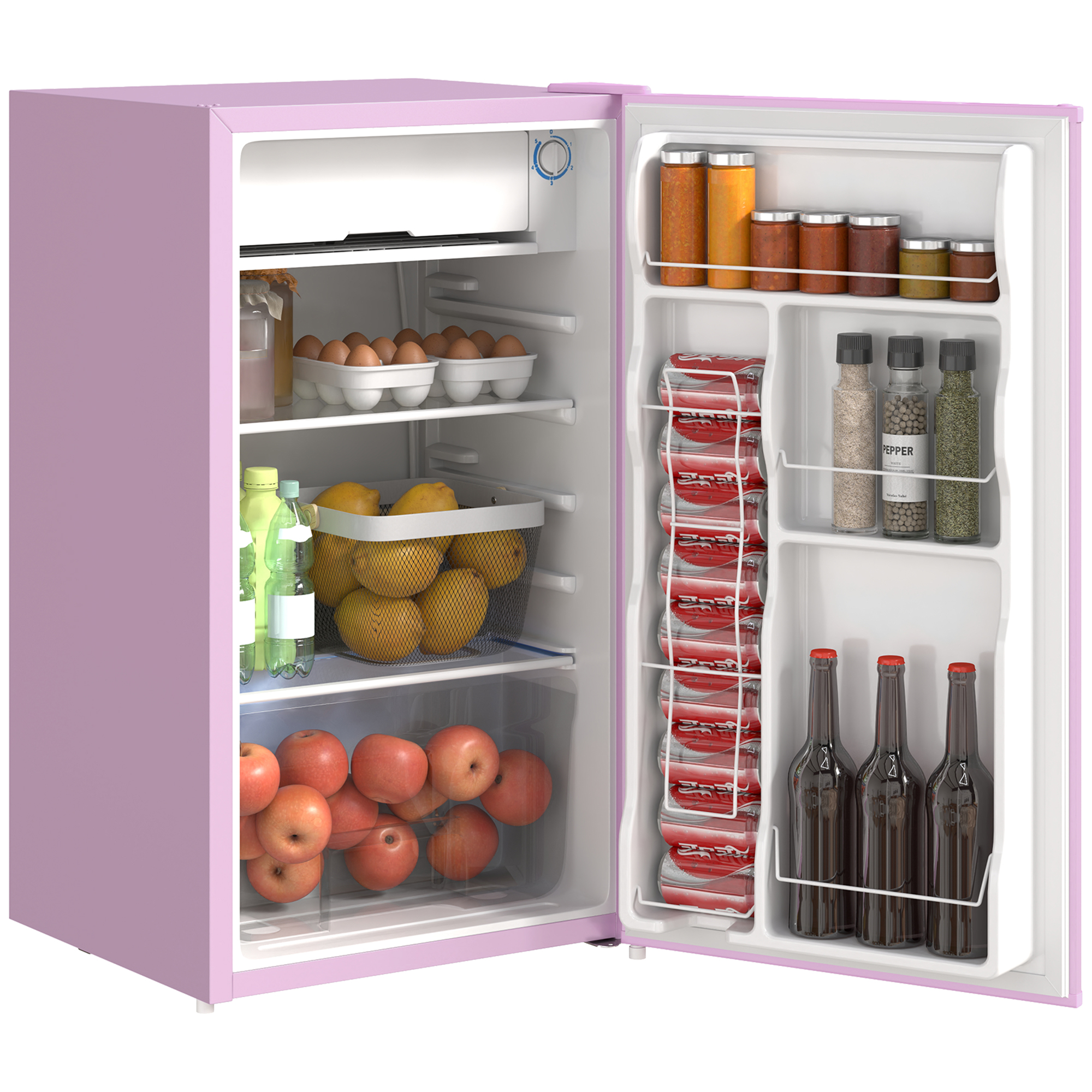 3.2 Cu.Ft Mini Fridge with Freezer, Single Door Compact Refrigerator with Adjustable Thermostat, Reversible Door, Pink (Drop Shipping Only, Not for Amazon)