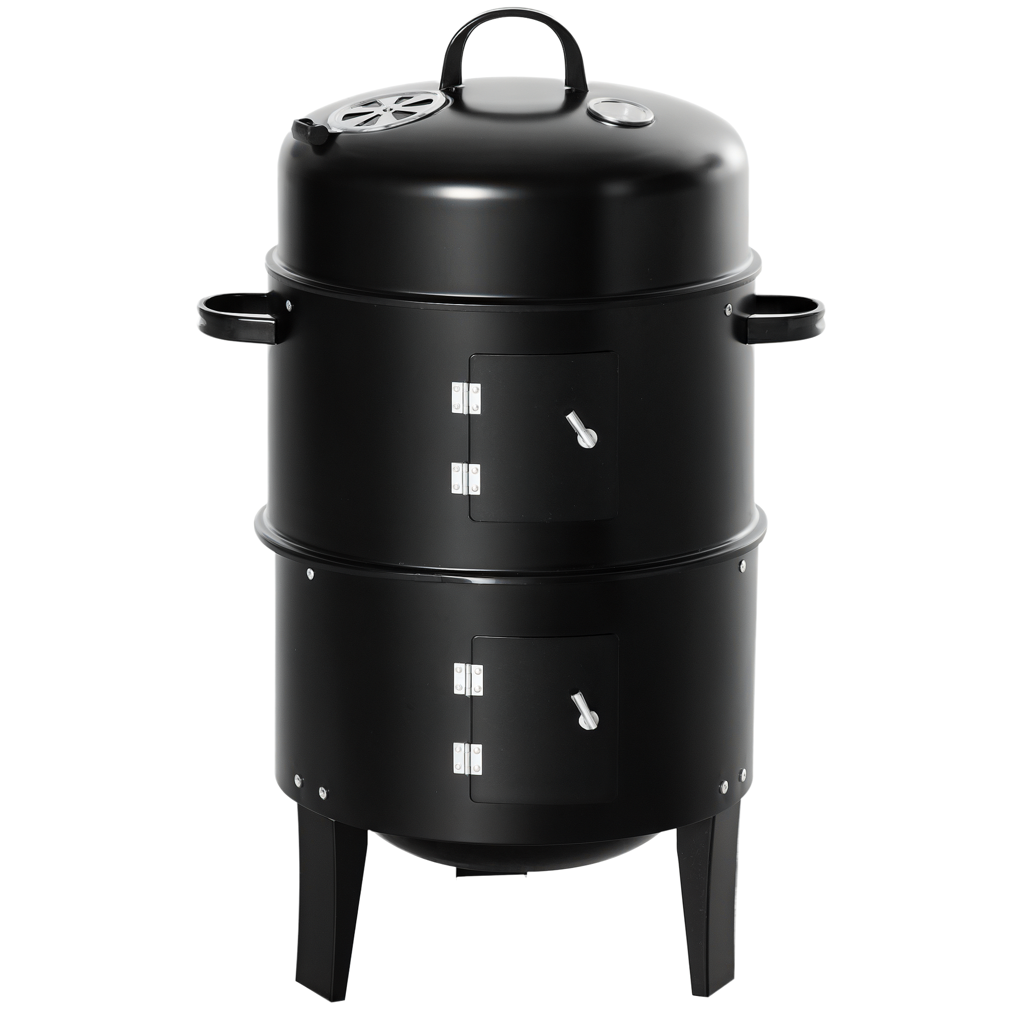 3-in-1 Vertical Charcoal BBQ Smoker Grill with 2 Cooking Areas and Thermometer (Drop Shipping Only, Not for Amazon)