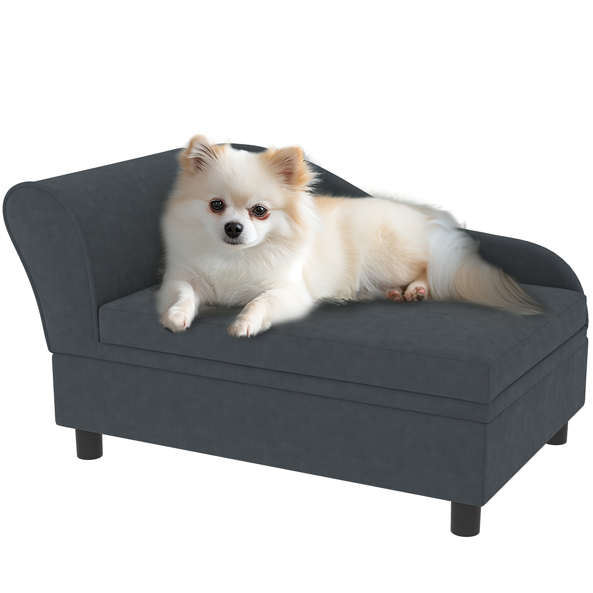 Pet Sofa Bed Couch with Storage, Pet Sofa for Cats and Small Dogs, Dark Gray (Drop Shipping Only, Not for Amazon)