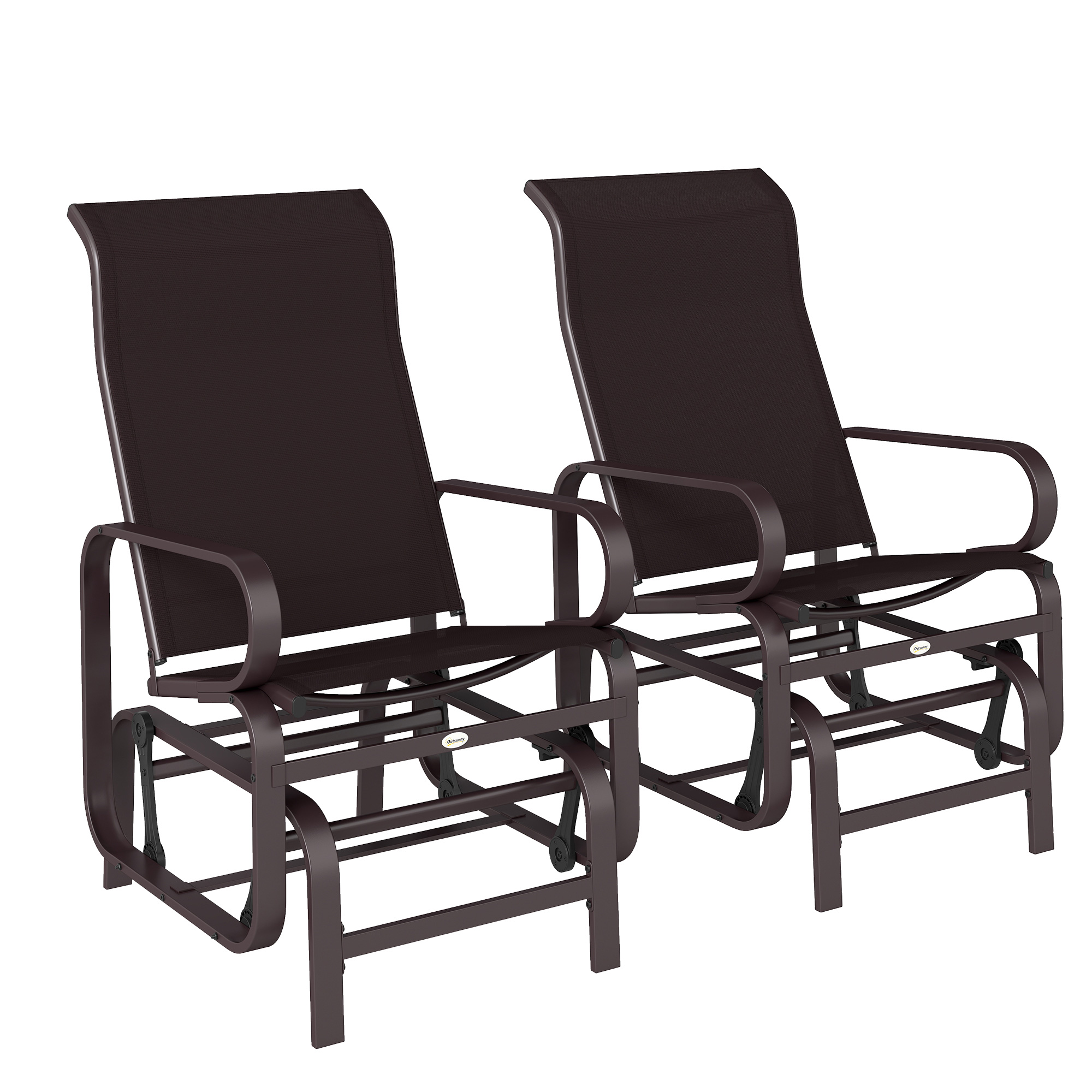 Gliding Lounger Chair Set of 2, Single Rockers with Lightweight Metal & Mesh Construction, Beige (Drop Shipping Only, Not for Amazon)