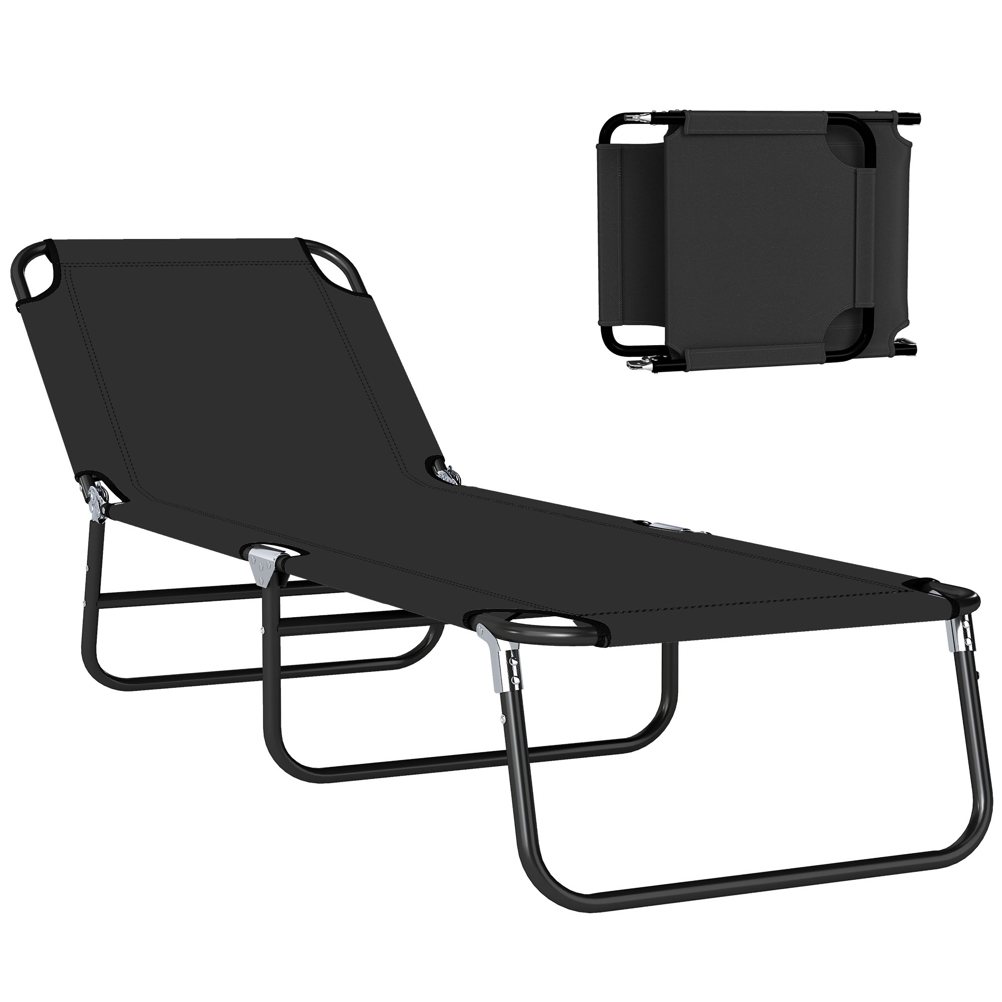 Folding Chaise Lounge Pool Chairs, Outdoor Sun Tanning Chairs with 5-Level Reclining Back, Steel Frame for Beach, Yard, Patio, Red (Drop Shipping Only, Not for Amazon)