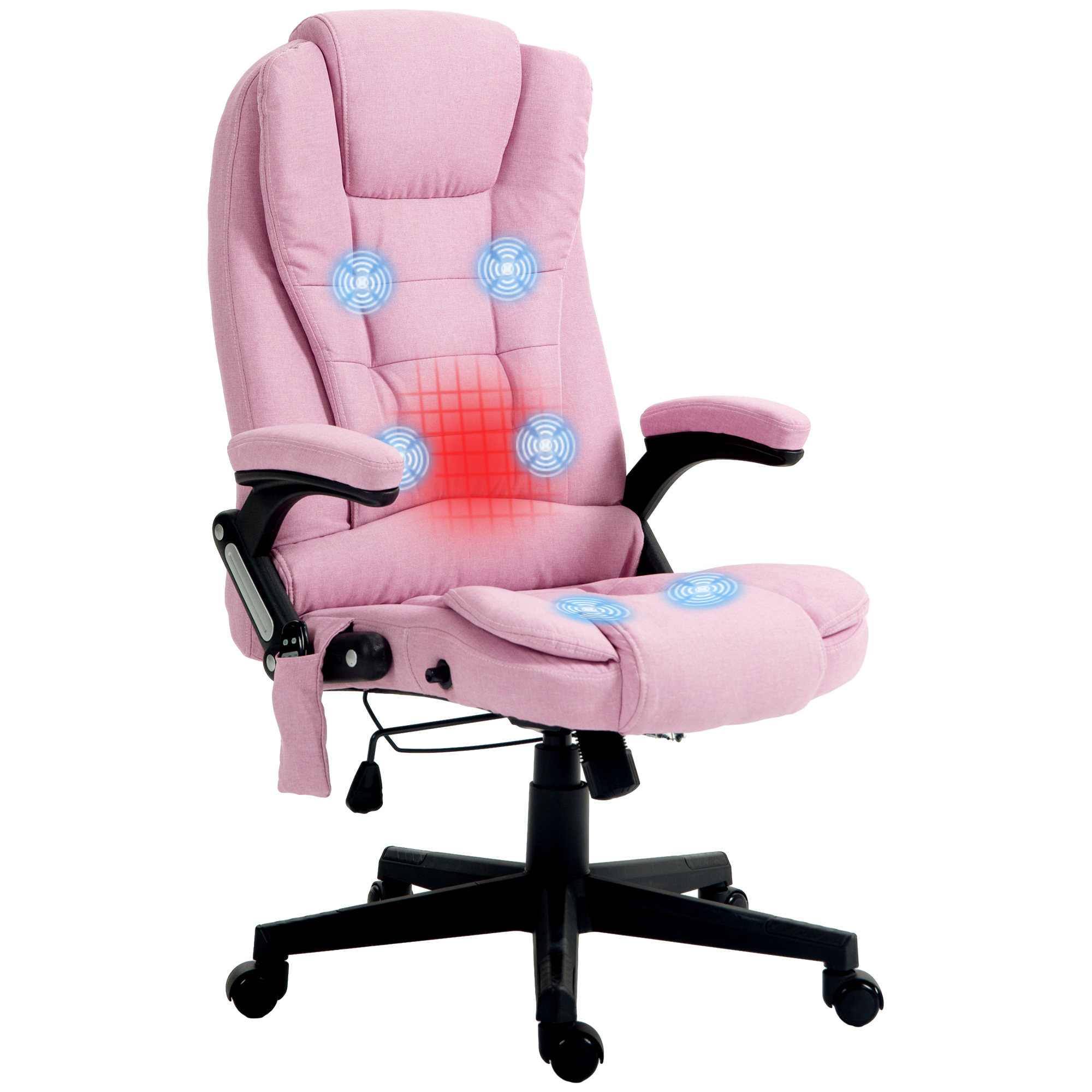 6 Point Vibrating Massage Office Chair with Heat, Linen High Back Massage Desk Chair with Reclining Backrest, Light Gray (Drop Shipping Only, Not for Amazon)