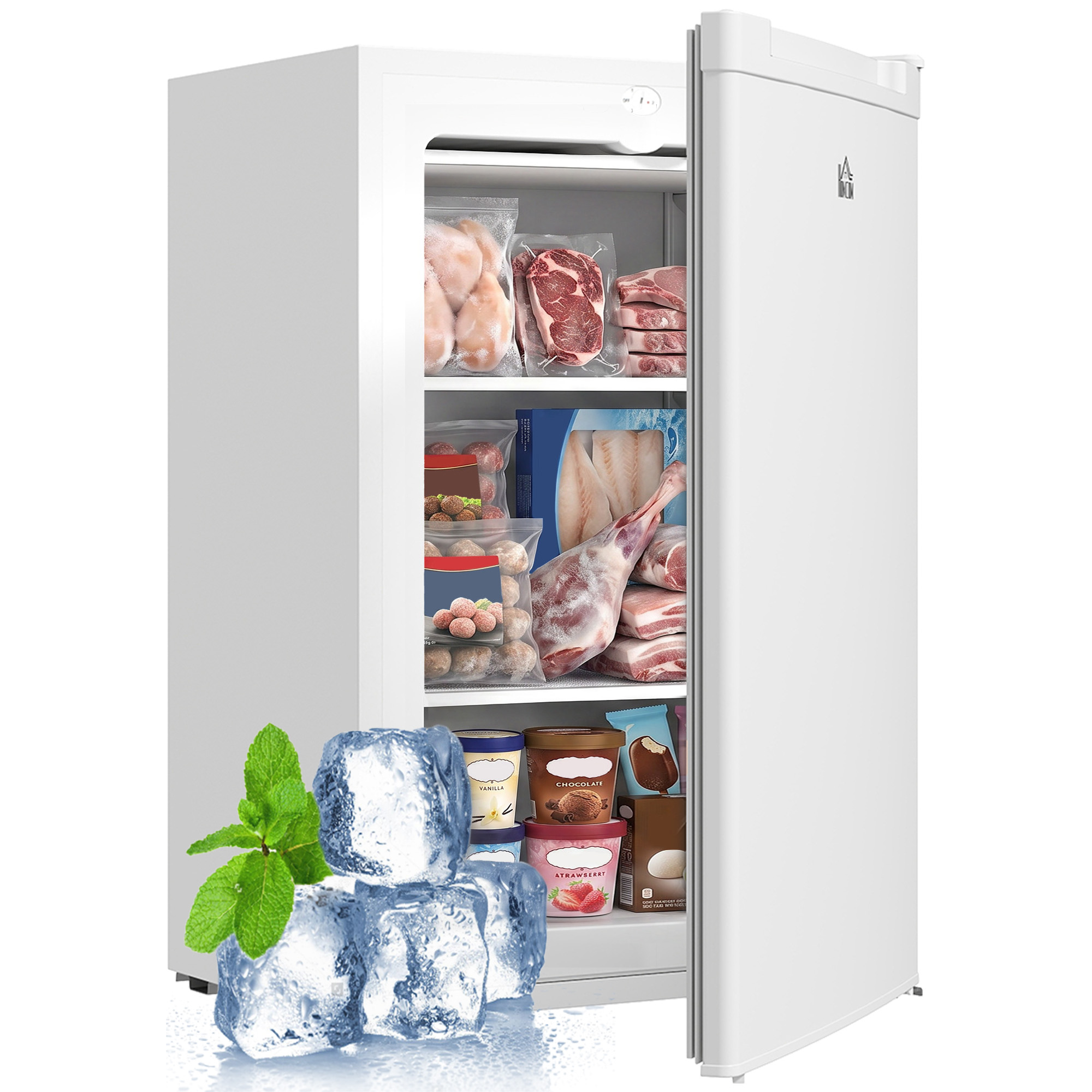 Upright Freezer, 3 Cu Ft Small Freezer with Reversible Single Door, Adjustable Thermostat for Home, Apartment, Silver (Drop Shipping Only, Not for Amazon)