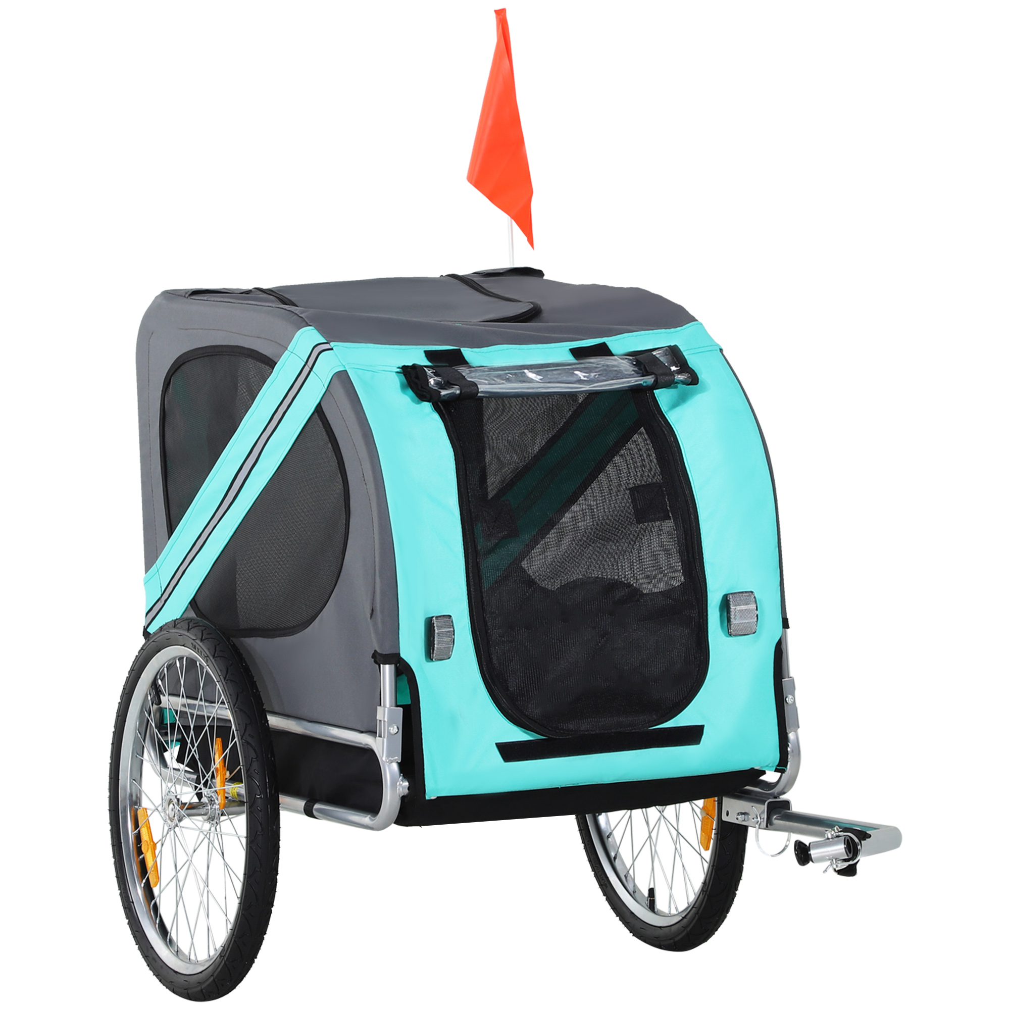 Dog Bike Trailer with 3 Entrances Large Wheels, Green (Drop Shipping Only, Not for Amazon)