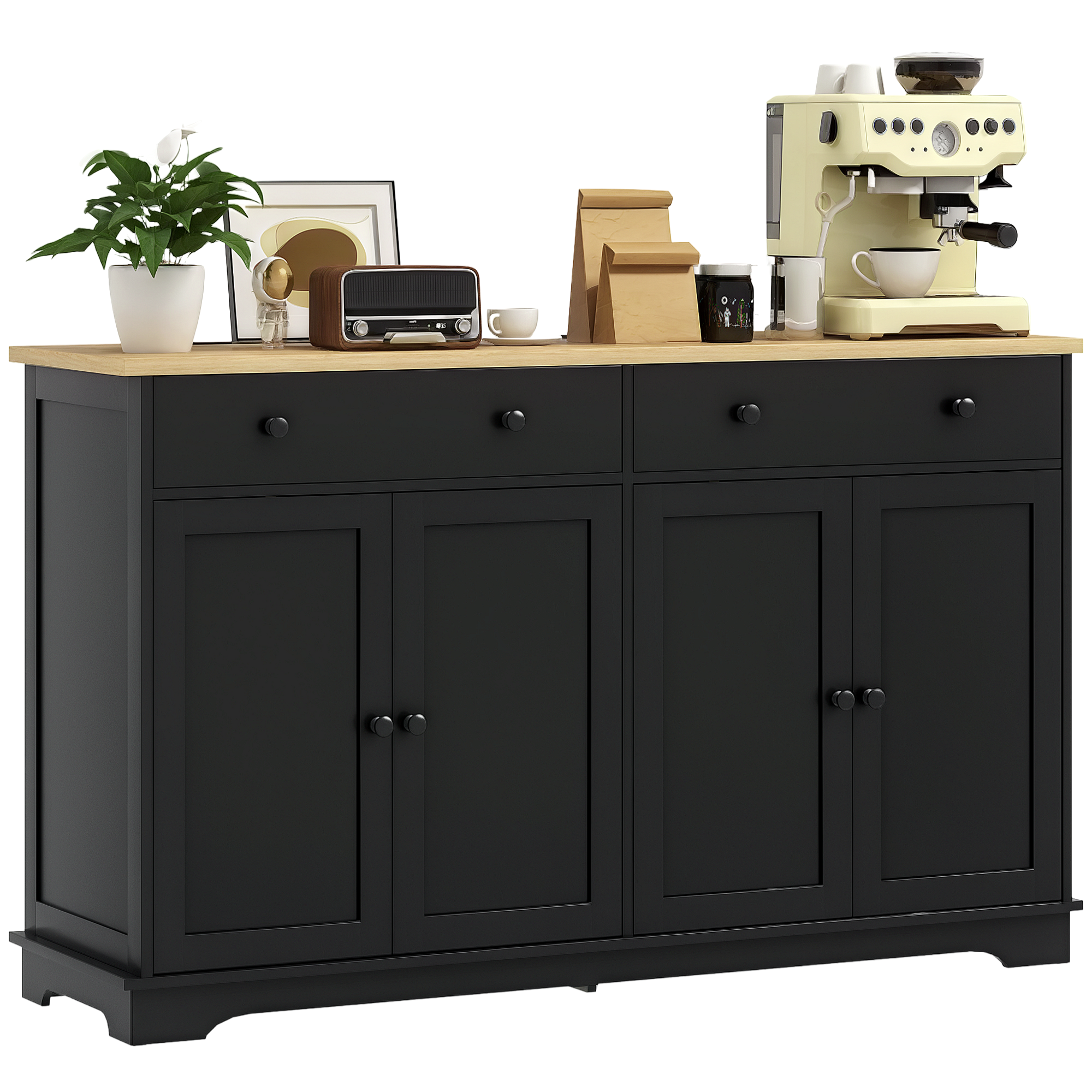 Modern Sideboard, Buffet Cabinet with Storage Drawers, Adjustable Shelves for Living Room, Dining Room, Entryway, Black (Drop Shipping Only, Not for Amazon)