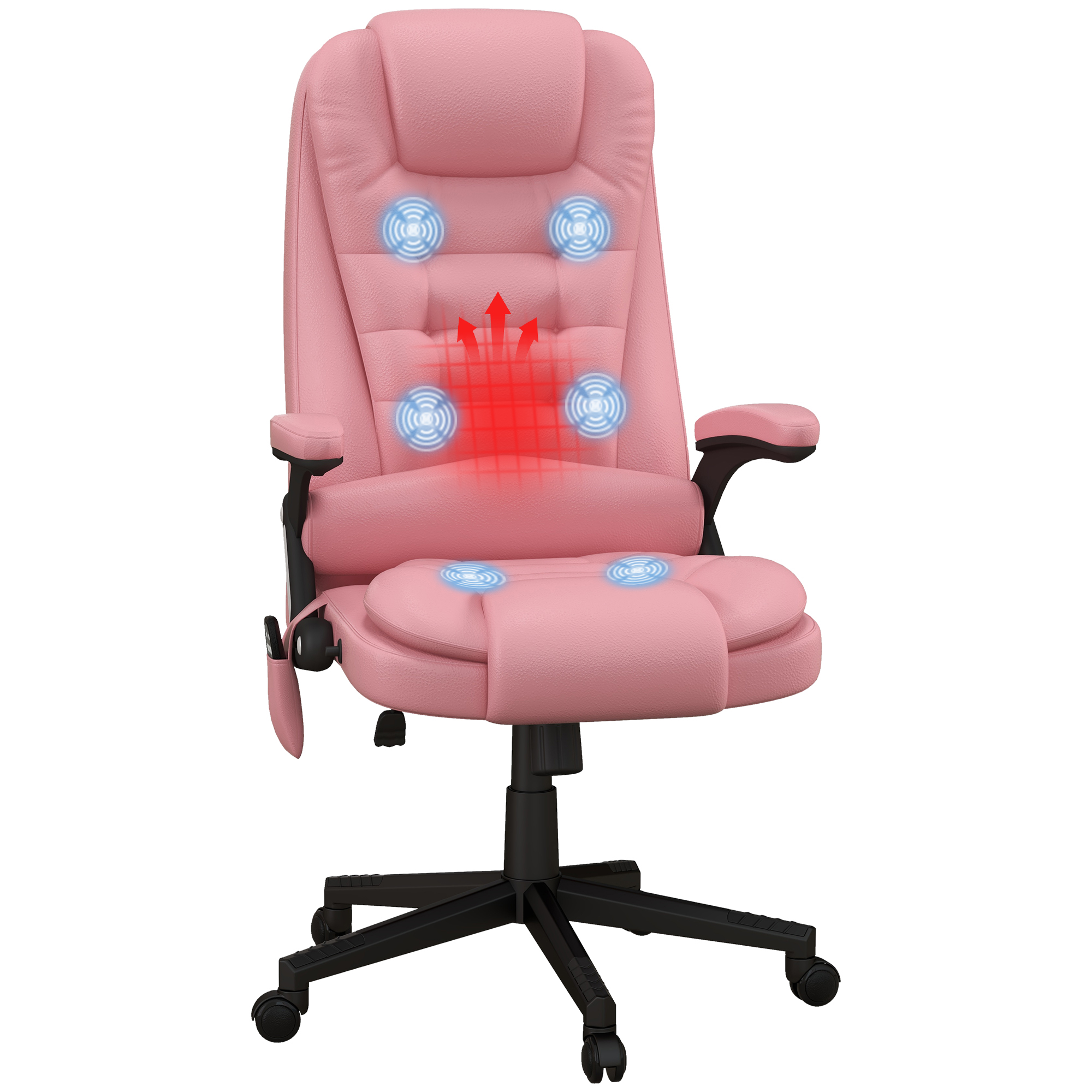 Massage Office Chair, Heated Reclining Computer Chair with 6 Vibration Points, Armrest and Remote, Black (Drop Shipping Only, Not for Amazon)