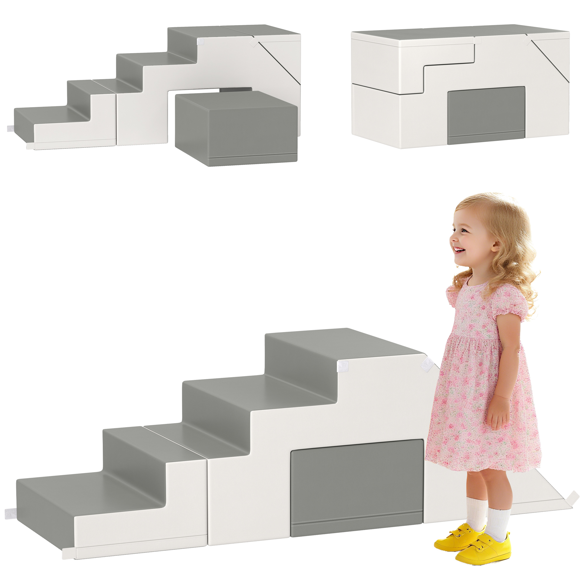 2 Piece Foam Climbing Toys for Toddlers 1-3 Years to Slide, Climb and Crawl, Light Gray (Drop Shipping Only, Not for Amazon)