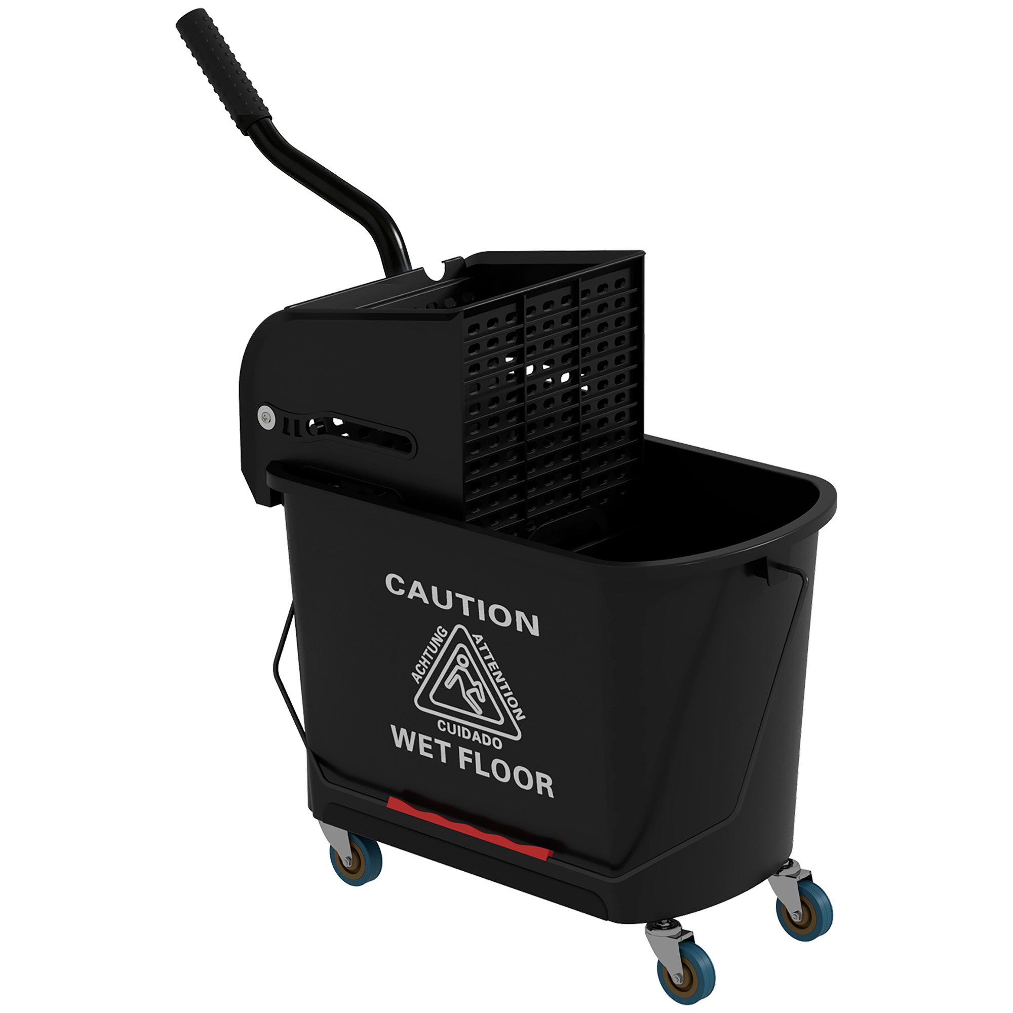 20L Compact Mop Bucket on Wheels, with Water Separation Panel - Yellow (Drop Shipping Only, Not for Amazon)