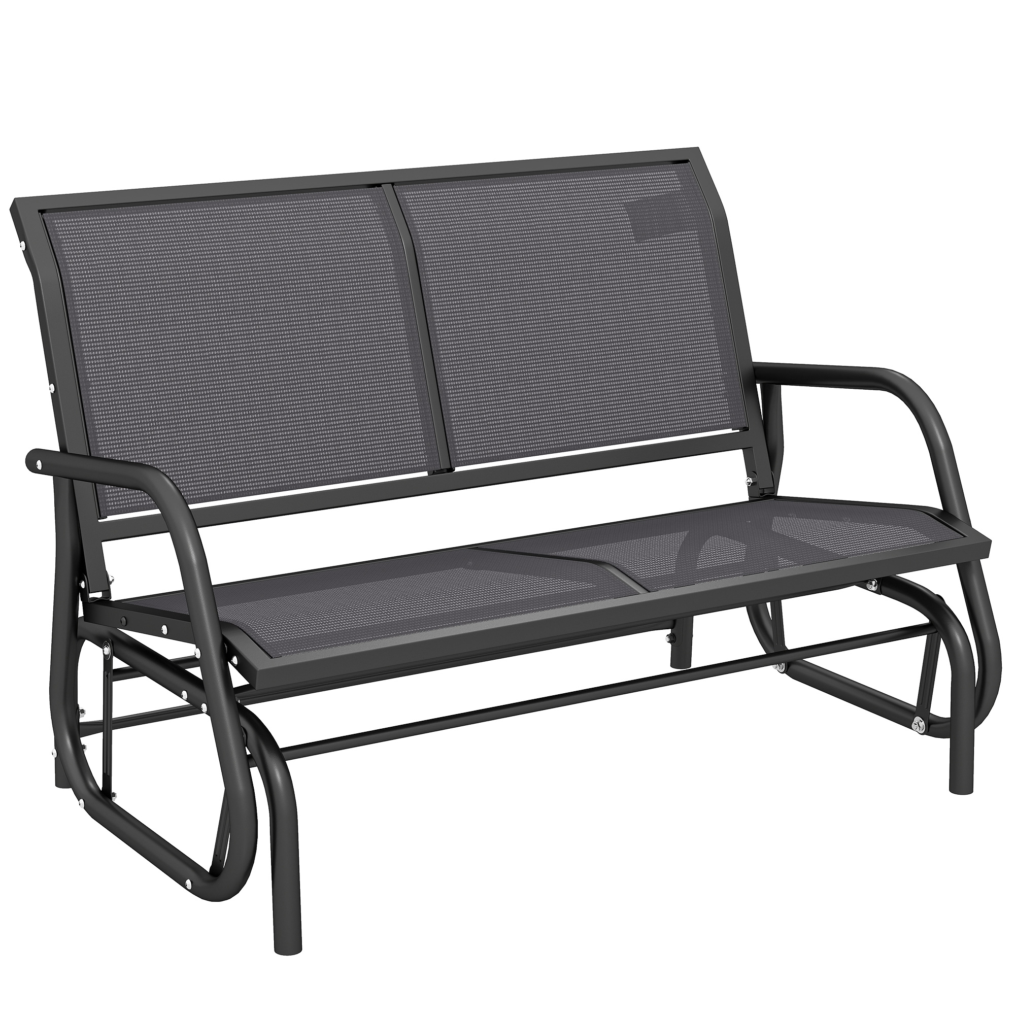 2-Person Outdoor Glider Bench, Patio Double Swing Rocking Chair Loveseat with Steel Frame, Dark Blue (Drop Shipping Only, Not for Amazon)