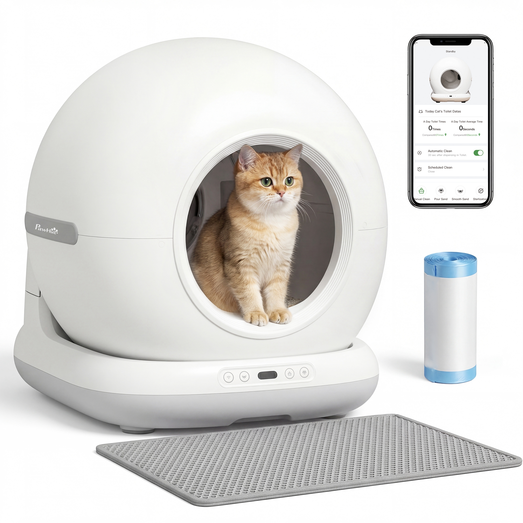 72L Automatic Litter Box, Self Cleaning Litter Box, App Control, Odor & Noise Control, Safety Sensors, Deodorant Gel (Drop Shipping Only, Not for Amazon)