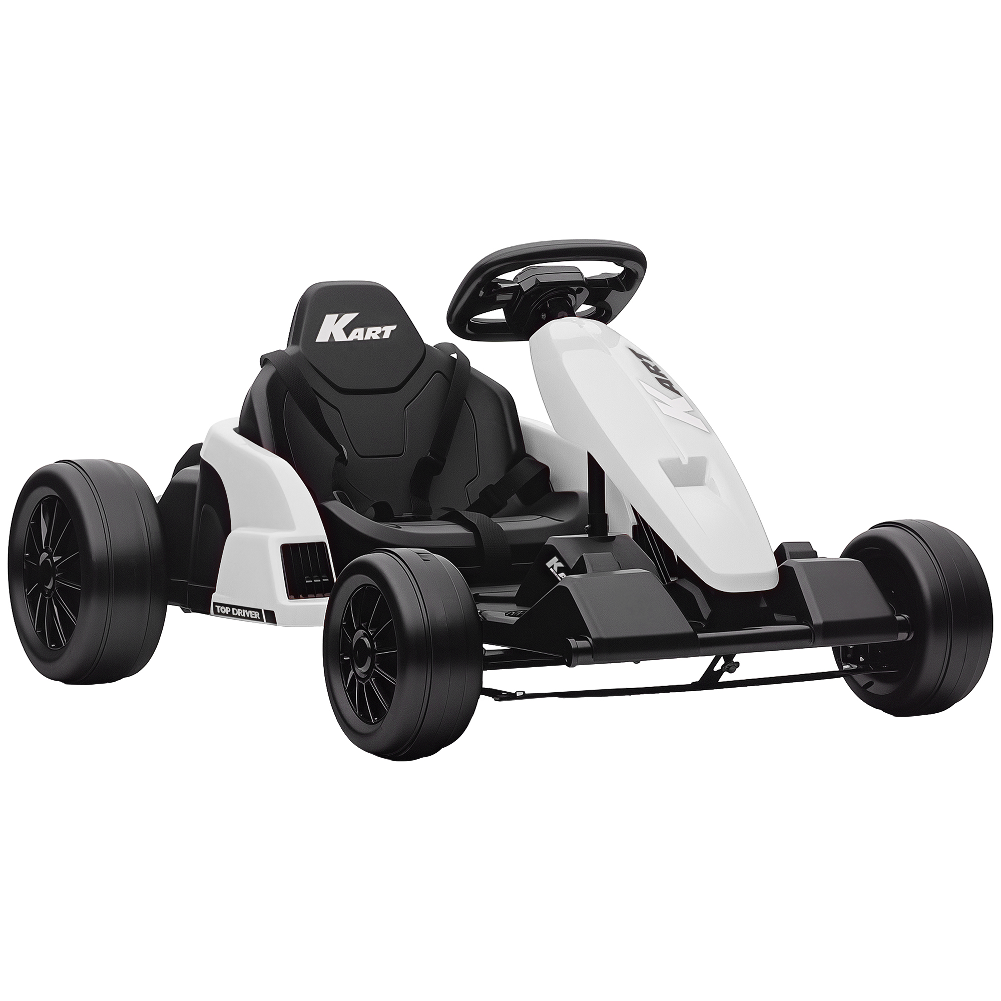 24V Electric Go Kart with Dual 150W Motors, Adjustable Seat & 11.2MPH High Speed, Slow Start, 5-Point Harness, White (Drop Shipping Only, Not for Amazon)