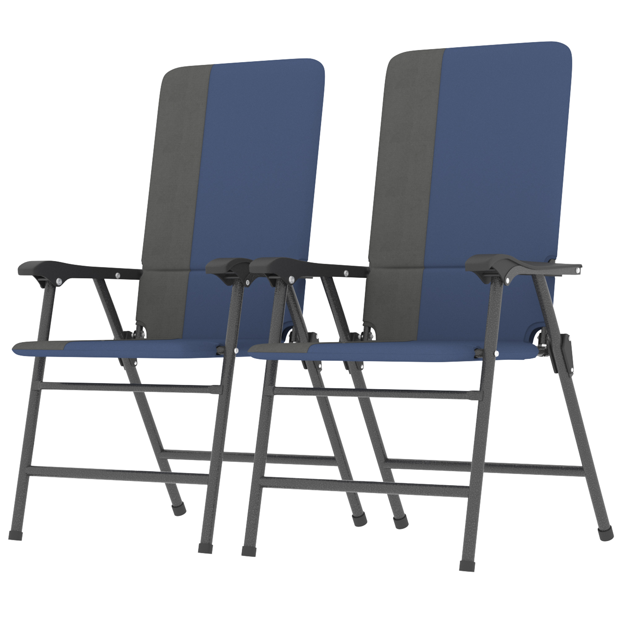 Folding Patio Chairs Set of 2, Padded High Back Lawn Camping Chairs with Armrests, 600D Oxford Fabric, Light Gray (Drop Shipping Only, Not for Amazon)