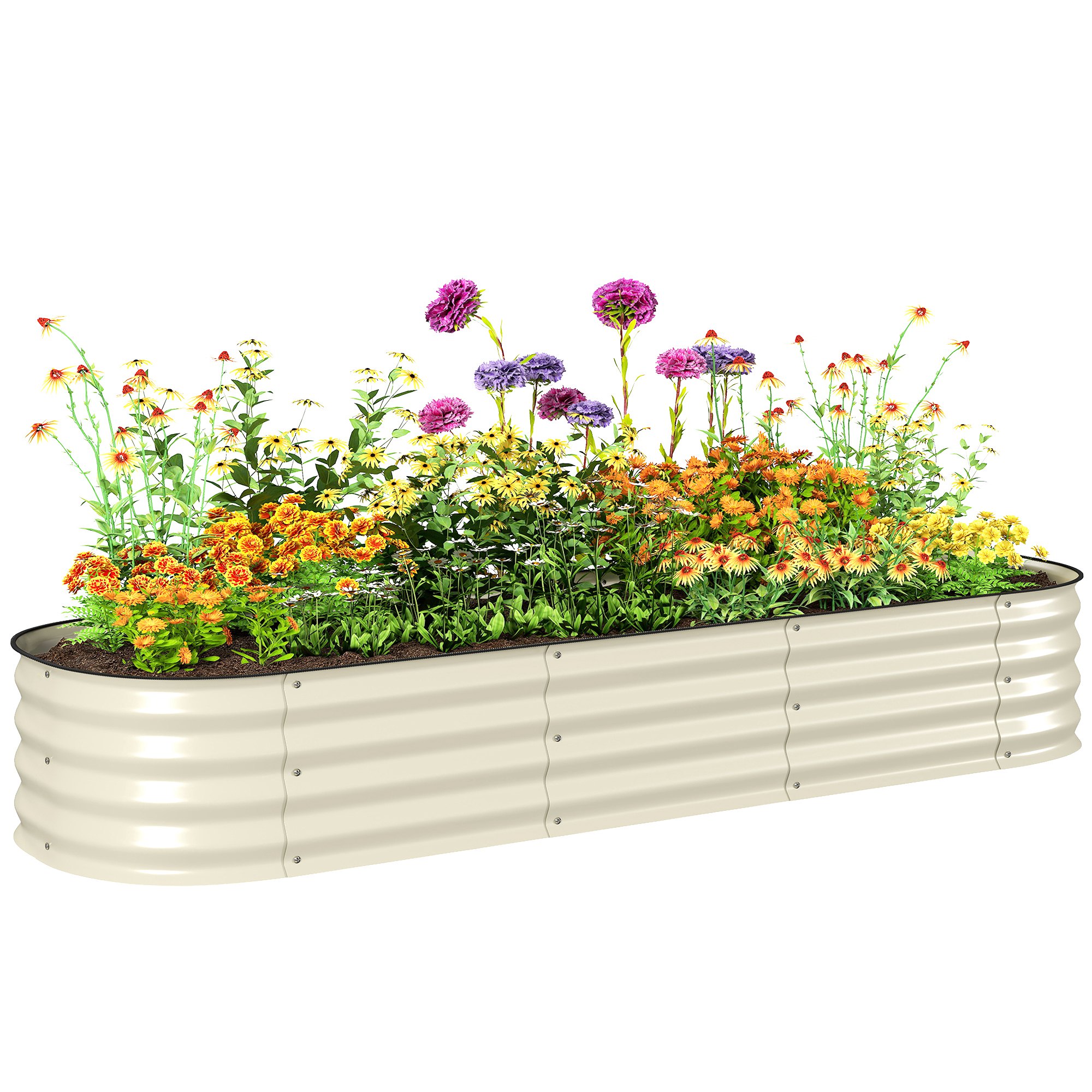 6.4' x 2' x 1' Galvanized Raised Garden Bed Kit, Metal Planter Box with Safety Edging, Green (Drop Shipping Only, Not for Amazon)