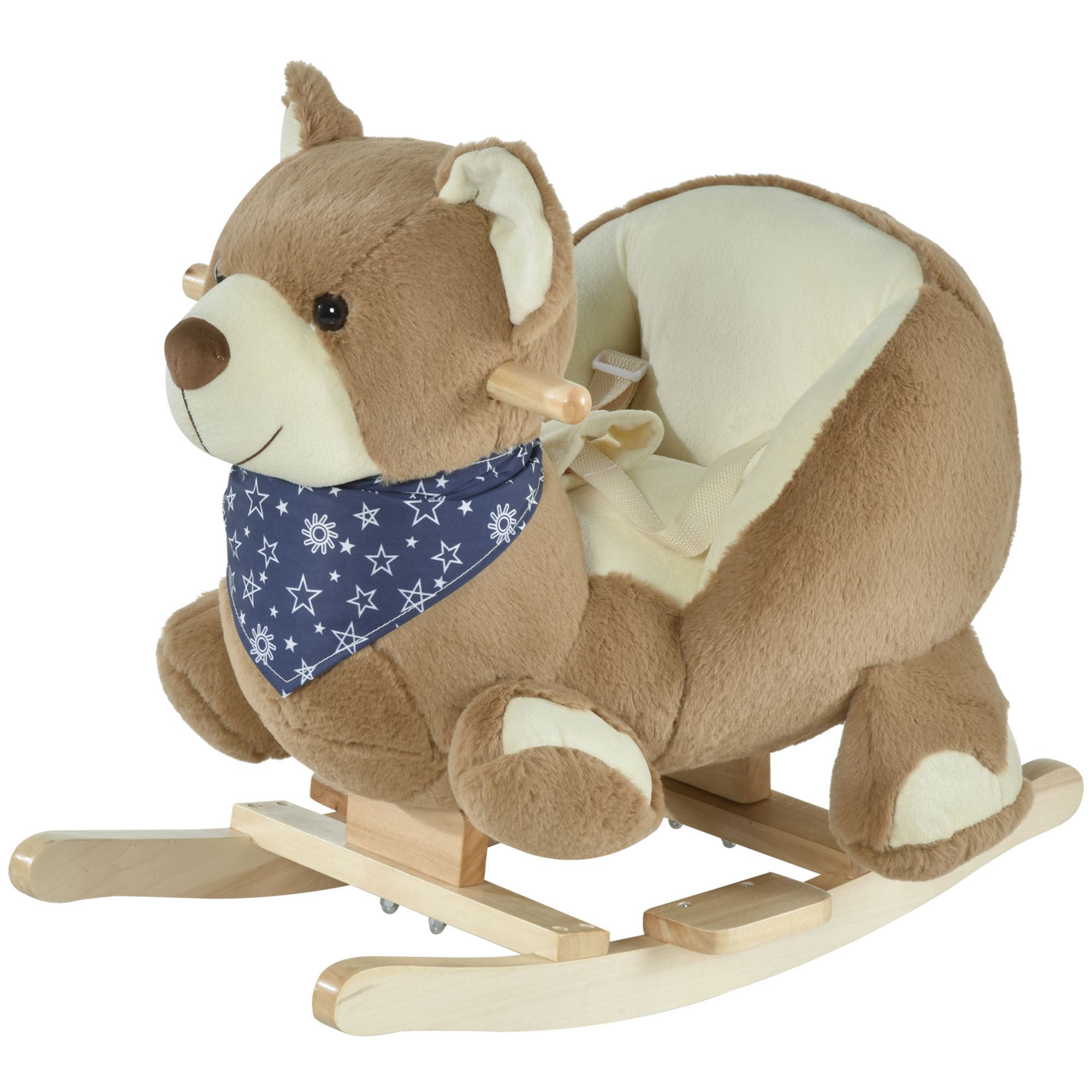 Baby Rocking Horse with Lullaby, Ride On Horse, Bear Themed Plush Animal Rocker with Pedals for Ages 18-36 Months, Easy to Assemble (Drop Shipping Only, Not for Amazon)