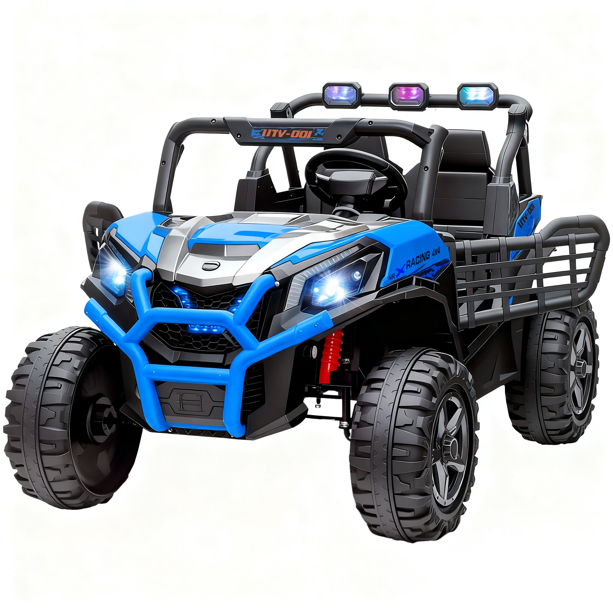 2 Seater 24V Kids Electric Car w/ Remote Control, 3 Speed, LED Lights, Music, Horn, Spring Suspension, Slow Start, Red (Drop Shipping Only, Not for Amazon)
