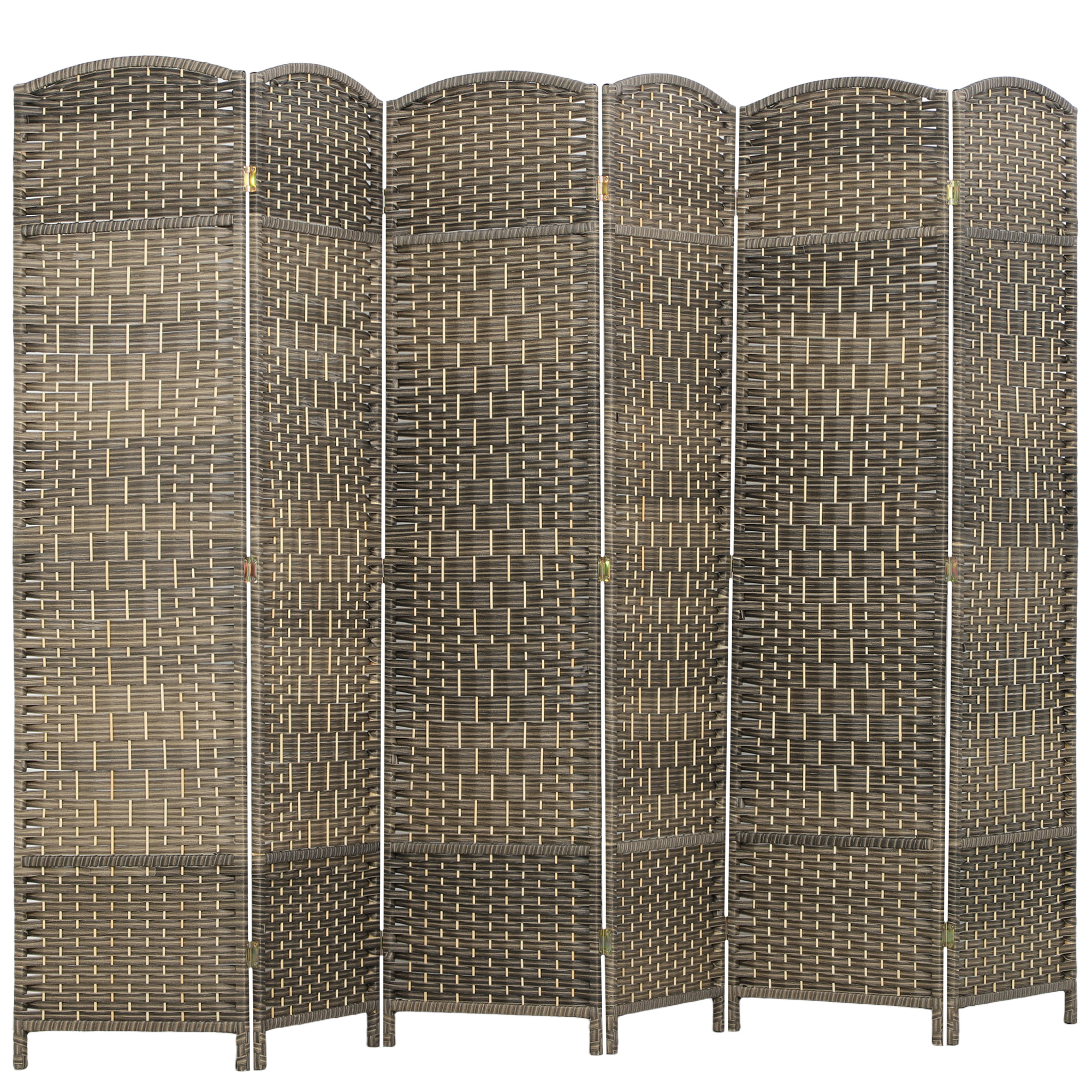 Folding Room Divider Screen 6 Panel 6' Tall Privacy Screen Freestanding Wood Partition for Home Office, Dark Rustic Oak (Drop Shipping Only, Not for Amazon)
