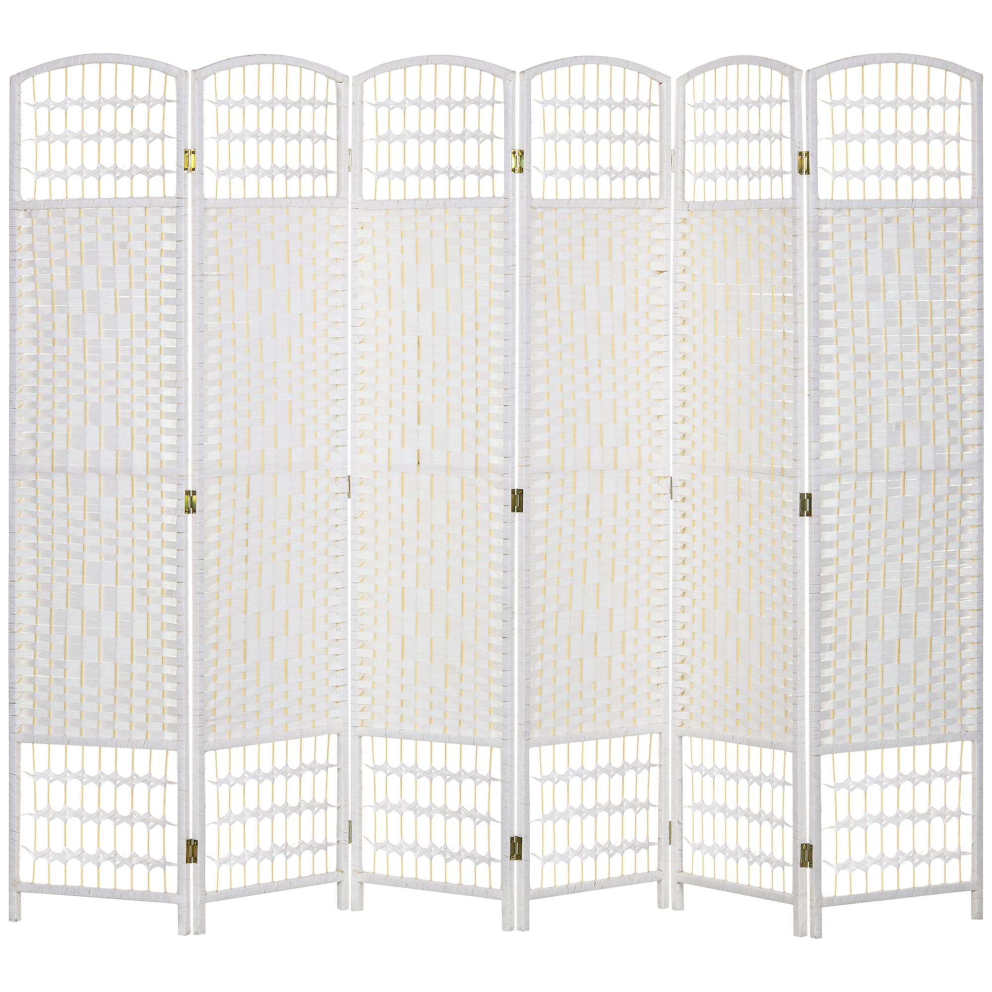 6 Panel Folding Room Divider, Privacy Screen, Paravent Partition Separator for Living Room, Bedroom, White (Drop Shipping Only, Not for Amazon)