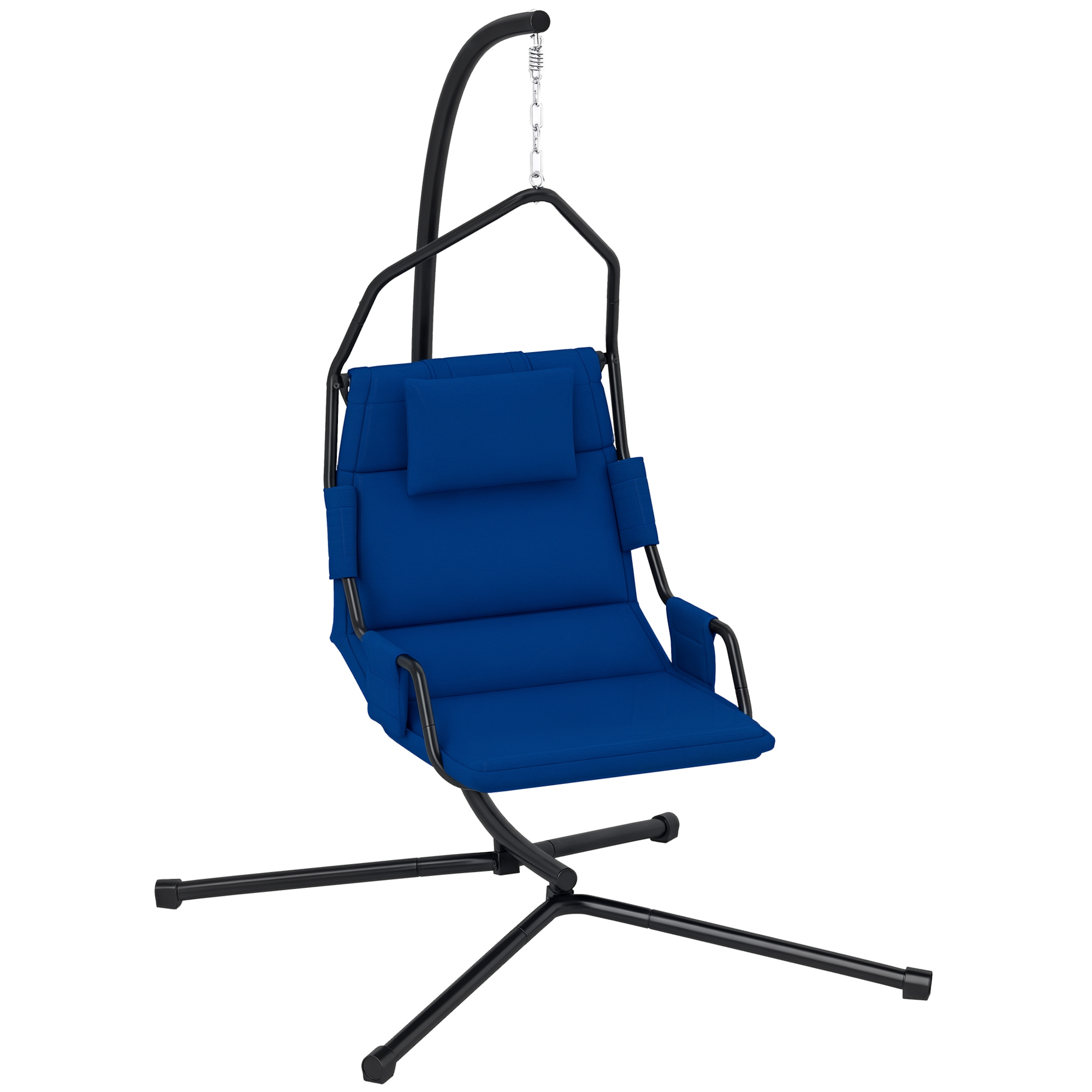 Hammock Chair with Stand and PA Coating Cushion, Hanging Swing Chair with Steel Frame for Indoor and Outdoor, Gray (Drop Shipping Only, Not for Amazon)