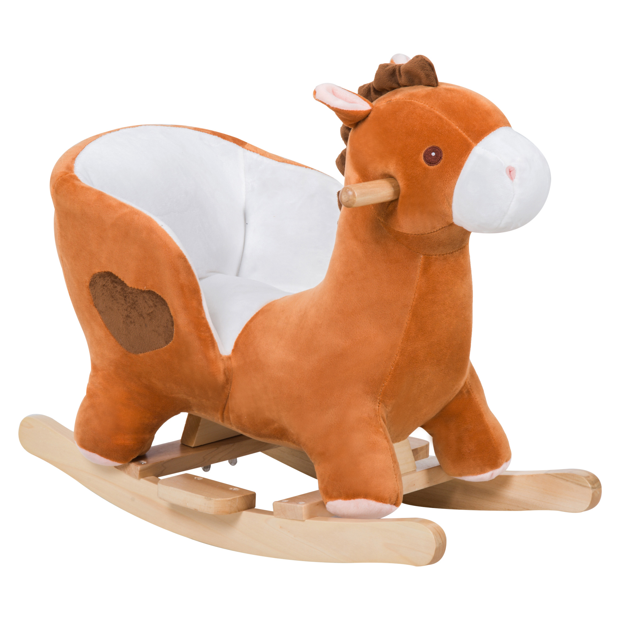 Kids Ride On Rocking Horse, Plush Animal Toy Sturdy Wooden Rocker with Songs for Boys or Girls (Drop Shipping Only, Not for Amazon)